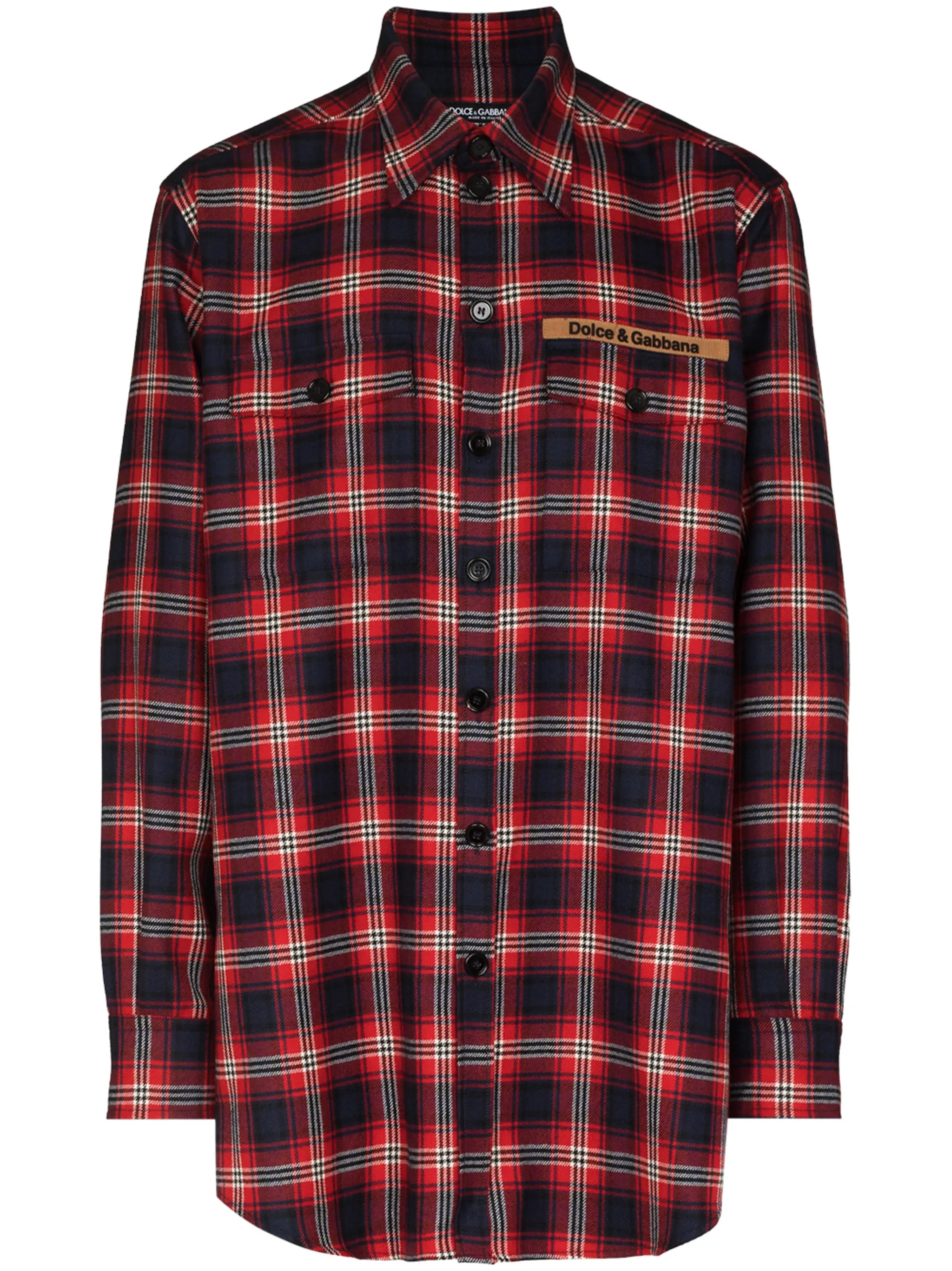 logo patch plaid shirt