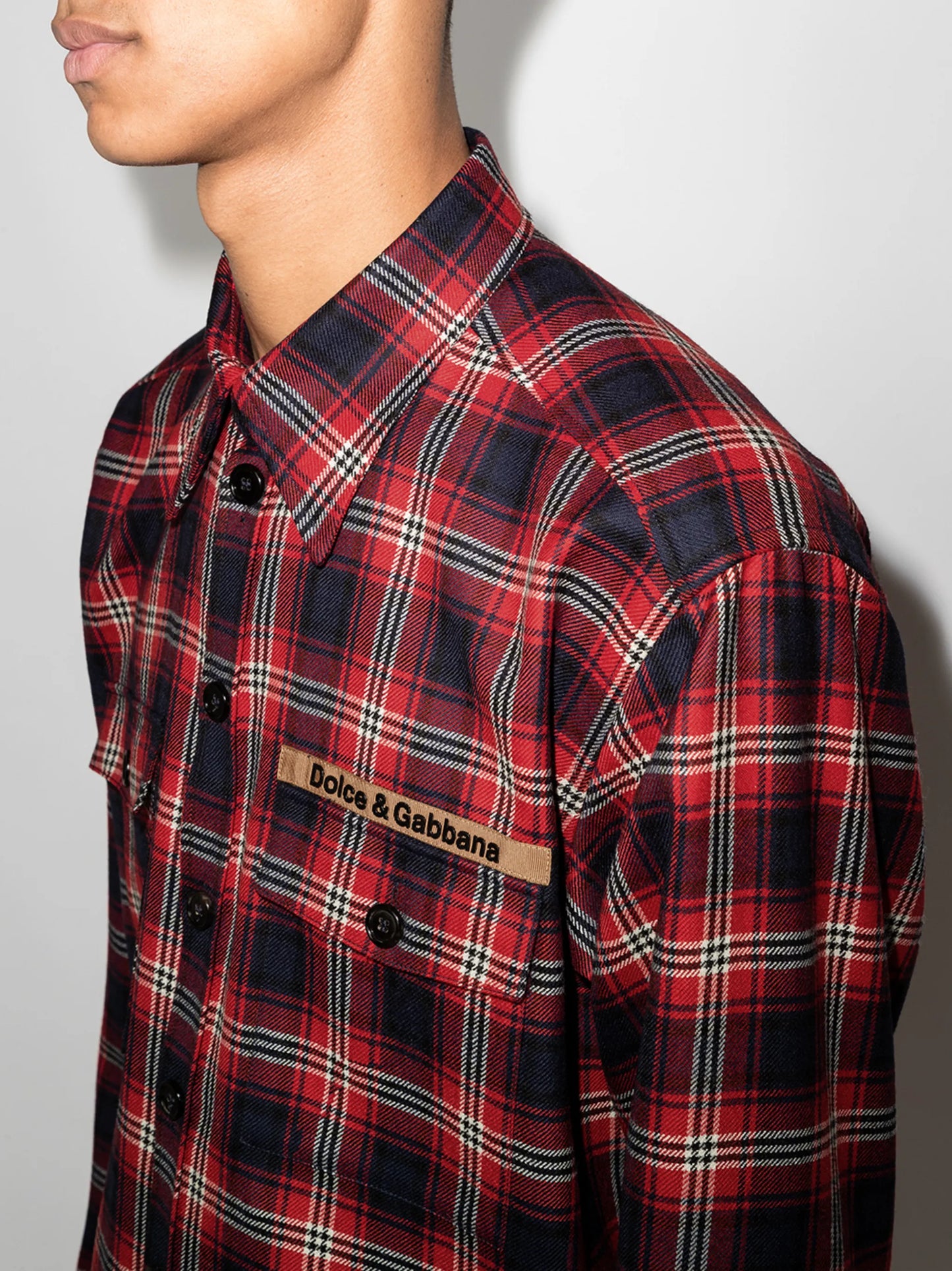 logo patch plaid shirt