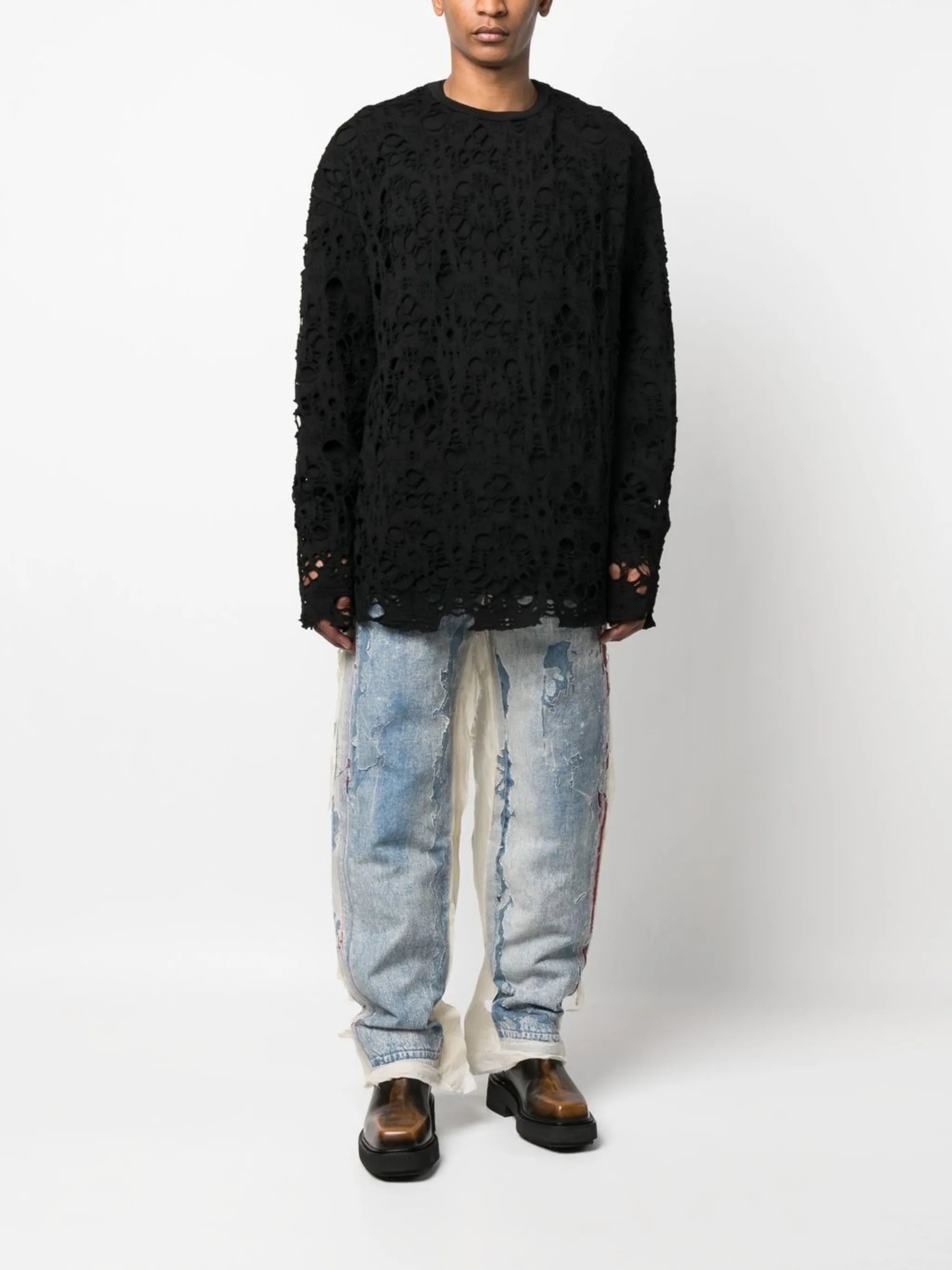 spider-layer knit crewneck sweatshirt
