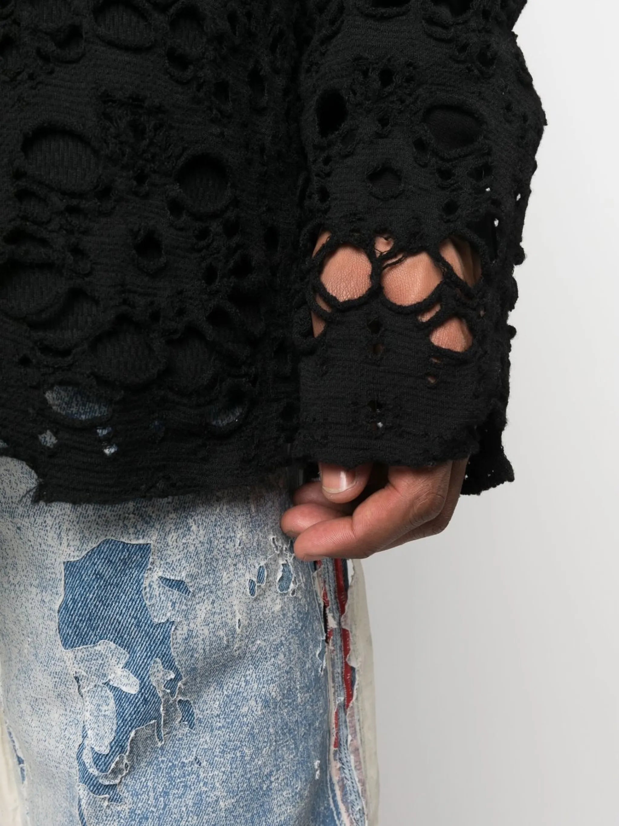spider-layer knit crewneck sweatshirt