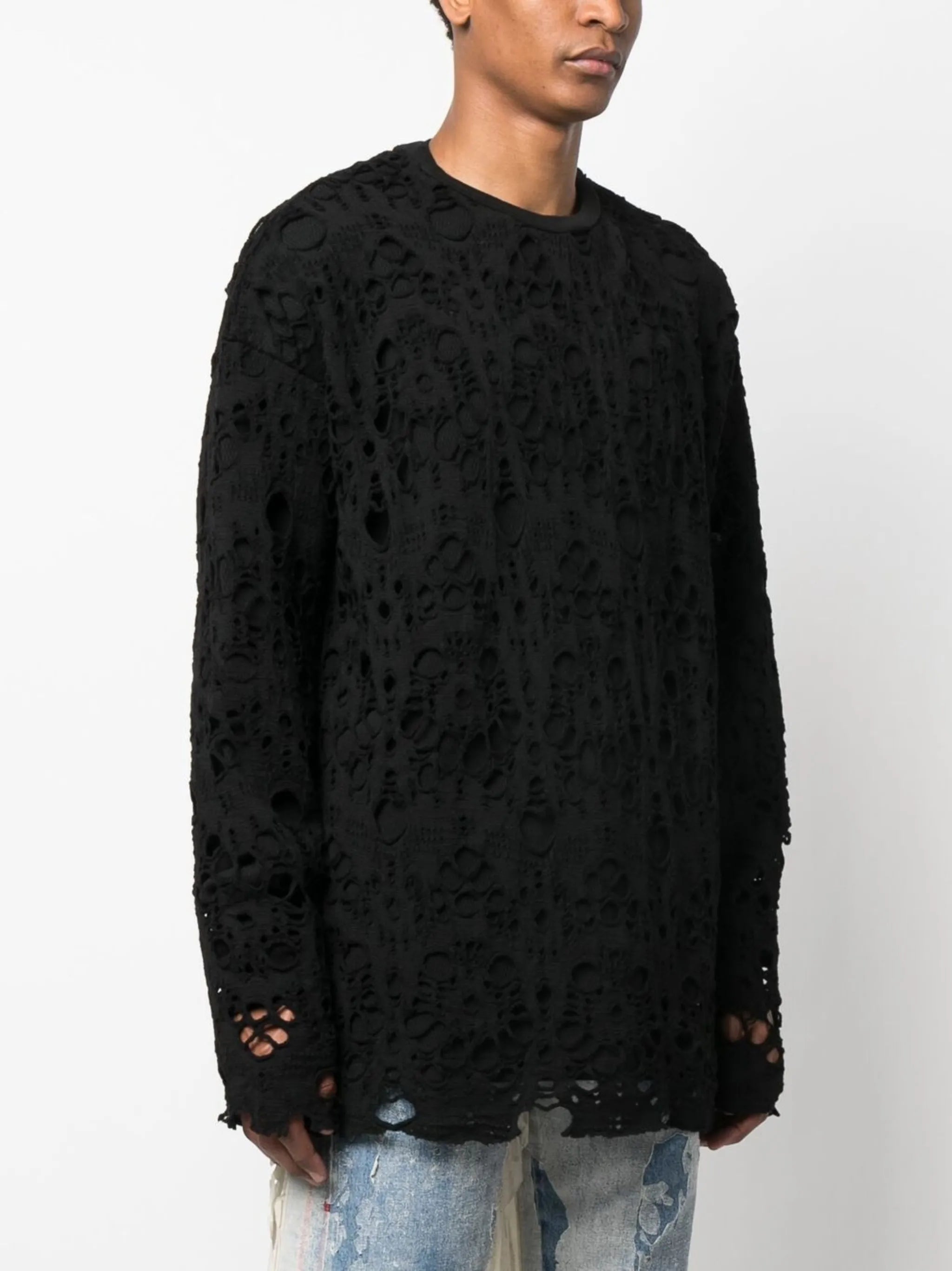 spider-layer knit crewneck sweatshirt