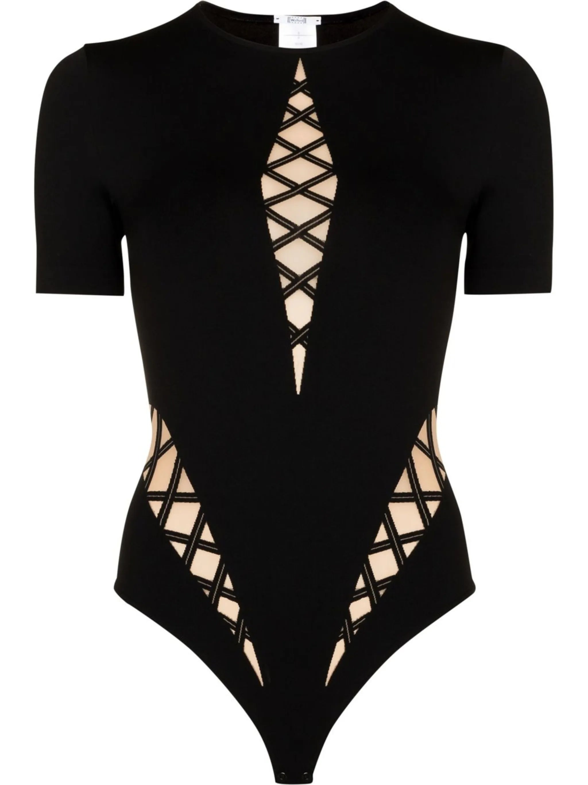 sheer-panelling short-sleeved bodysuit