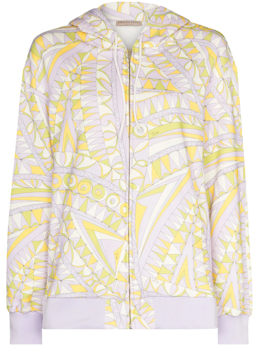 Bandierine-print zip-up hoodie