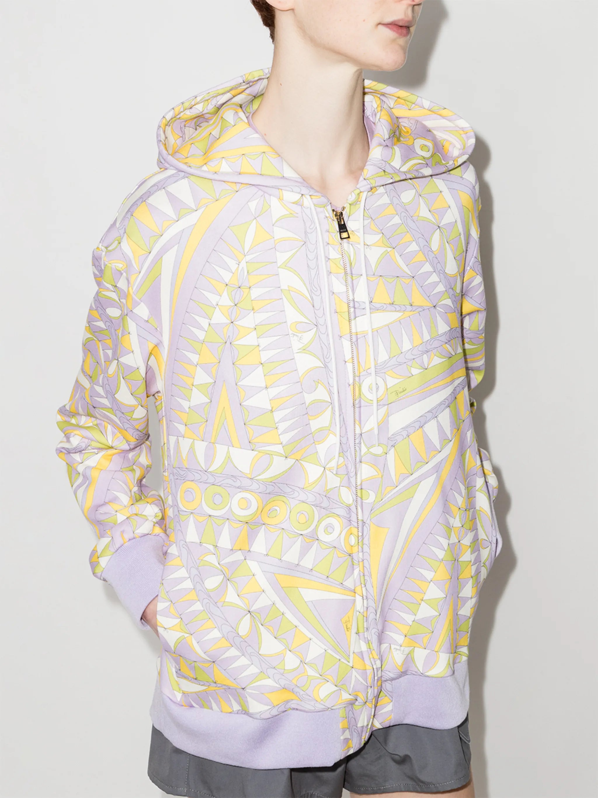 Bandierine-print zip-up hoodie