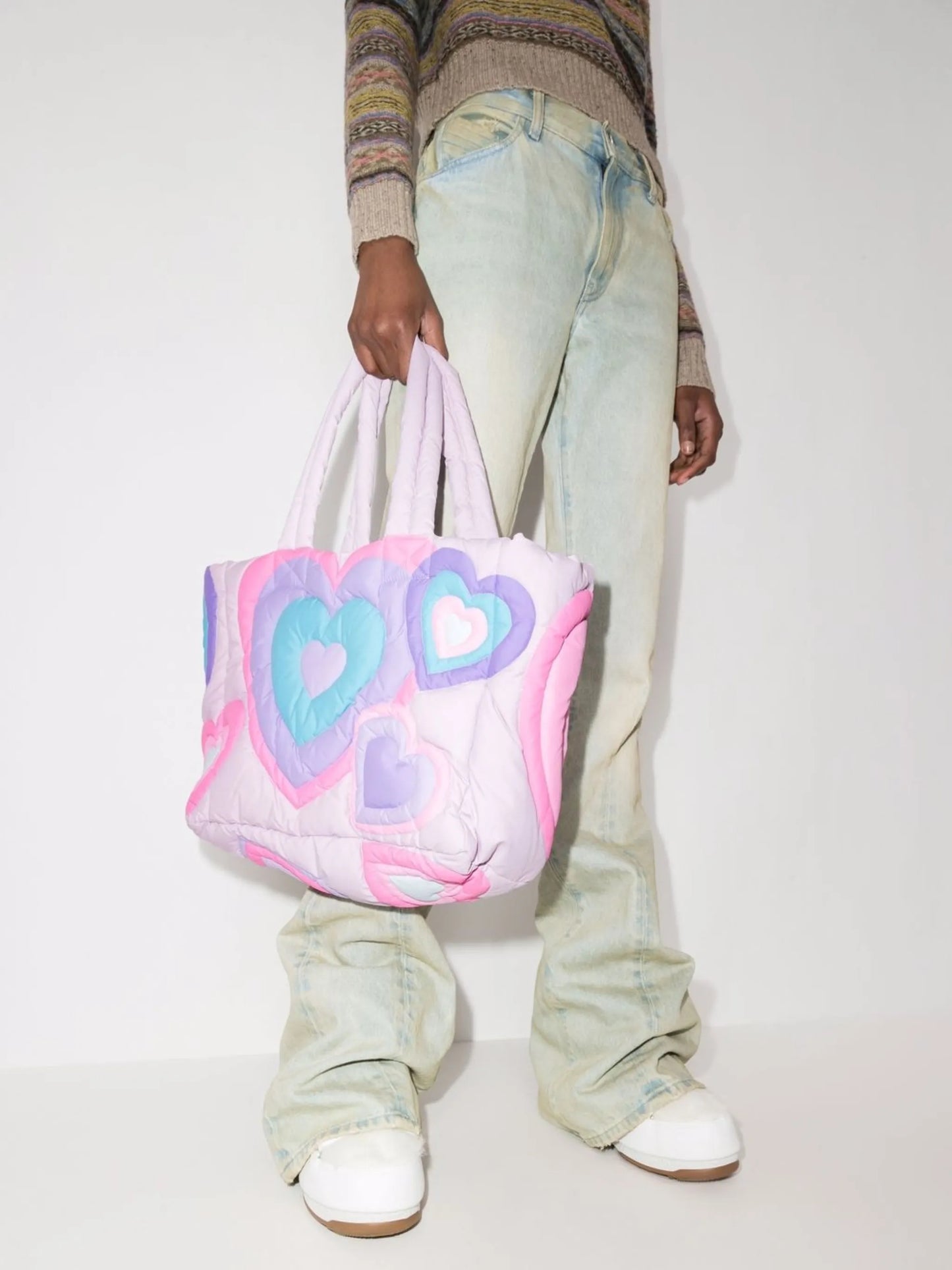 heart-quilted tote bag