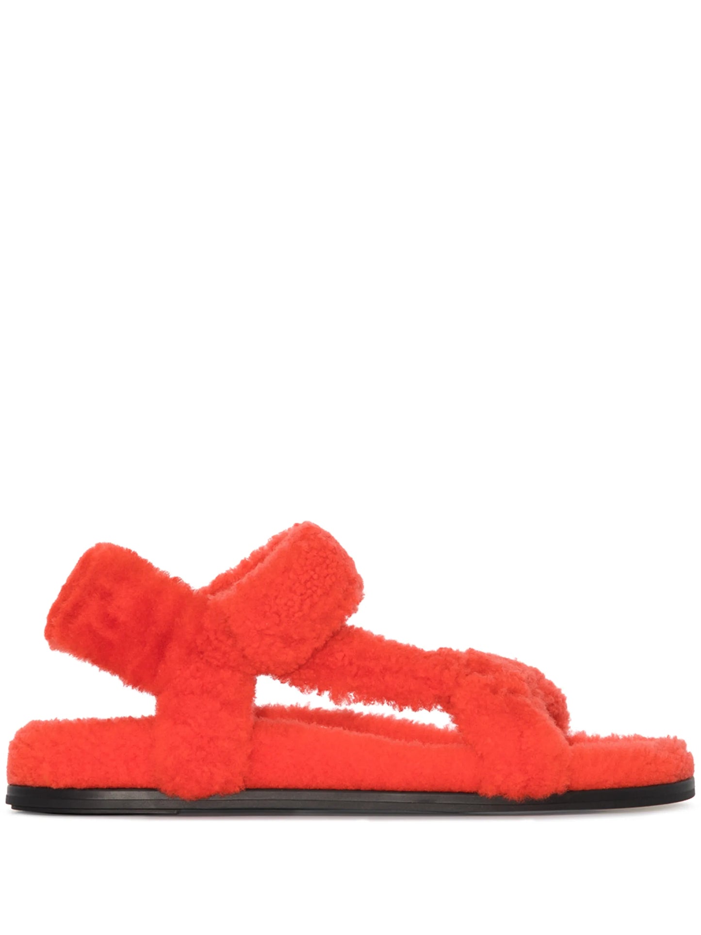 shearling-trim open-toe sandals