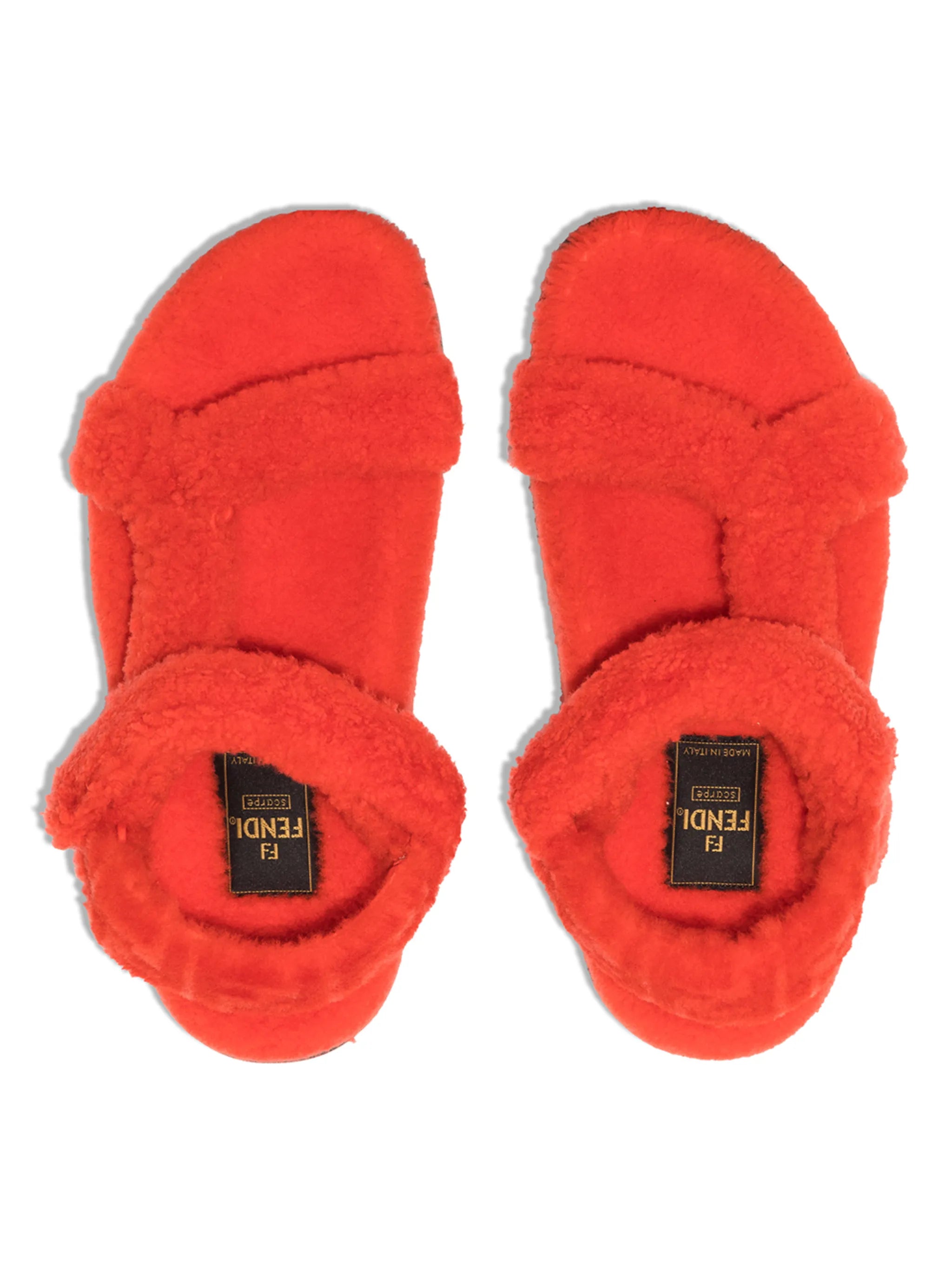 shearling-trim open-toe sandals