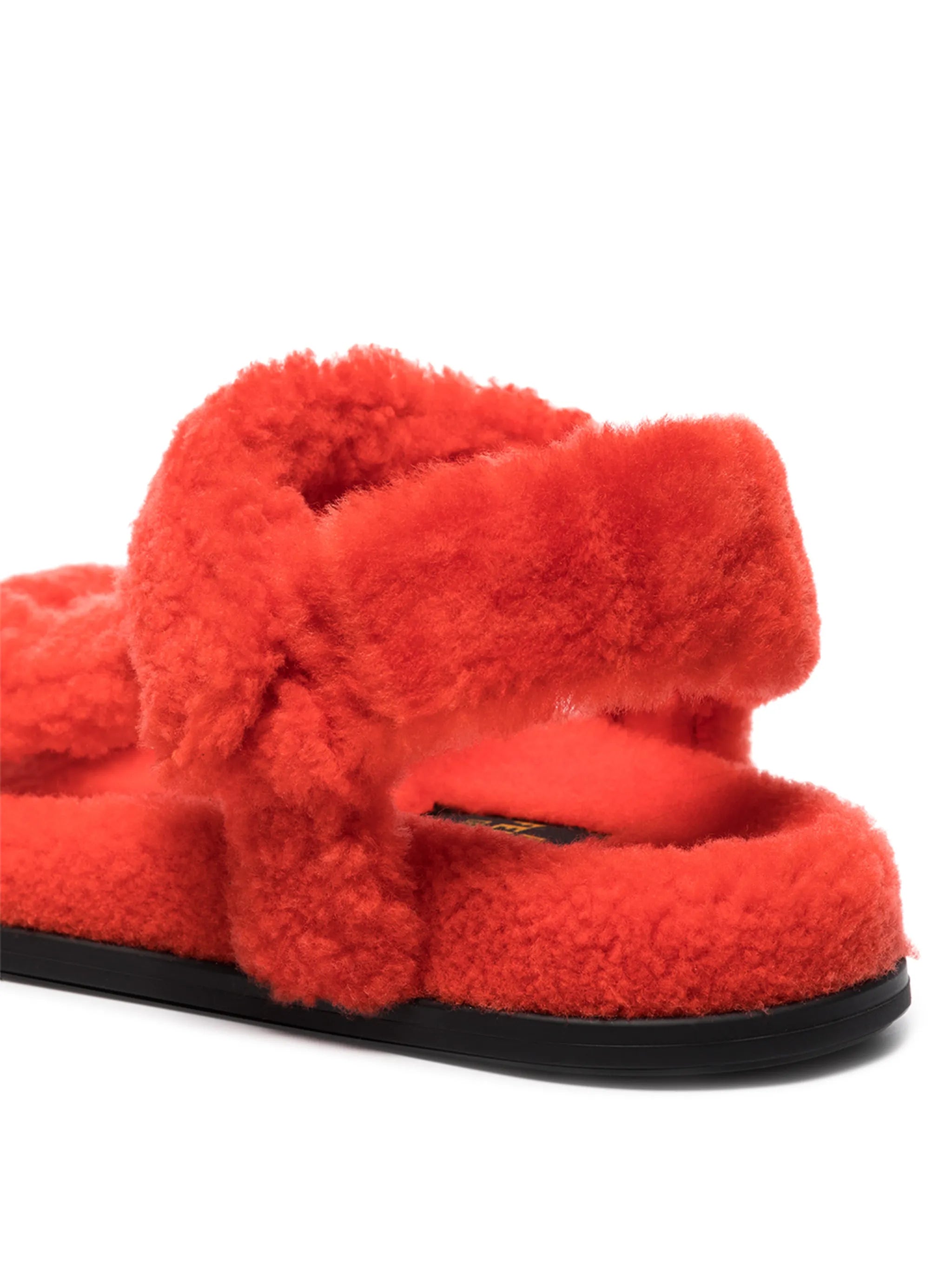 shearling-trim open-toe sandals