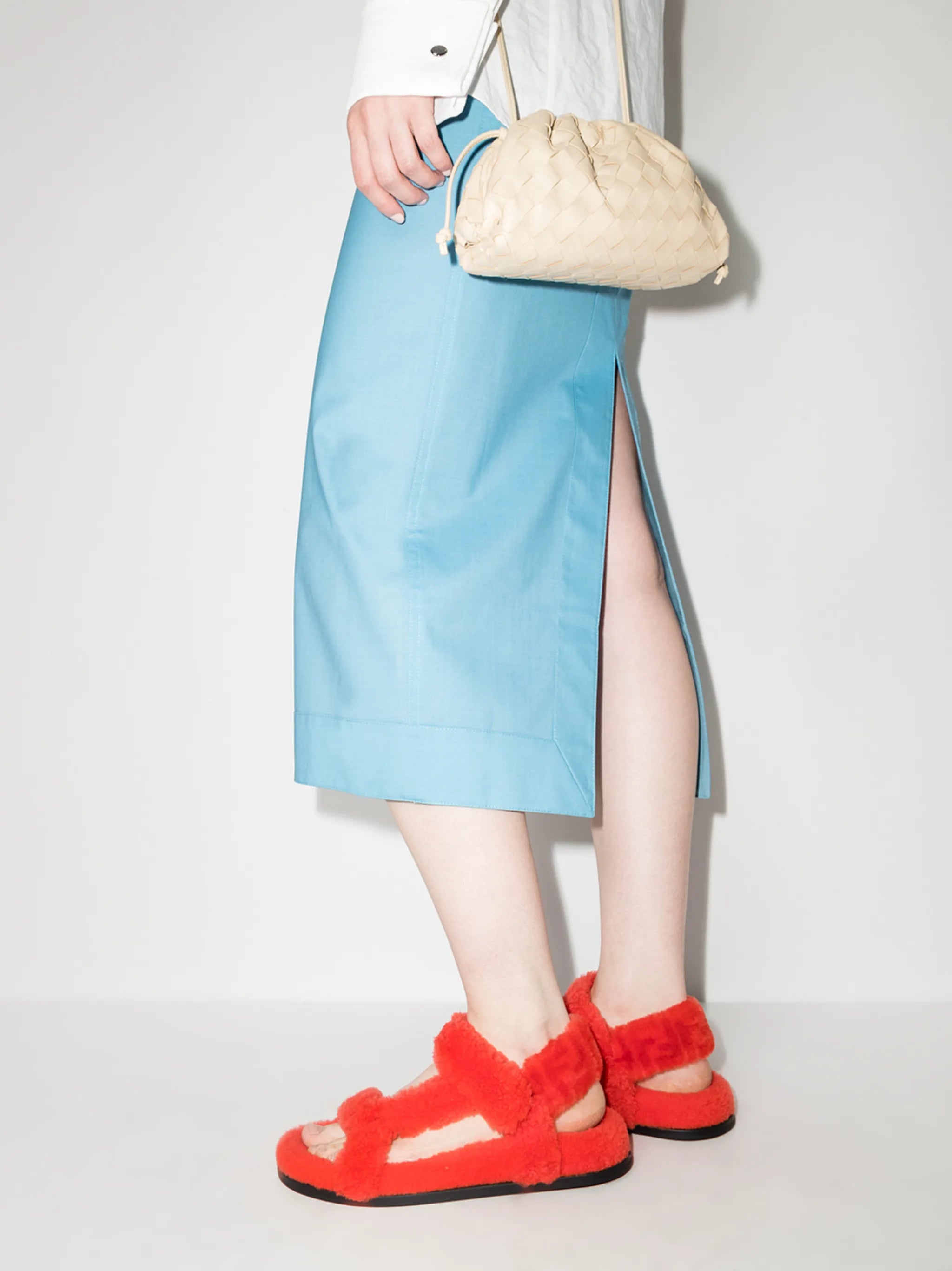shearling-trim open-toe sandals