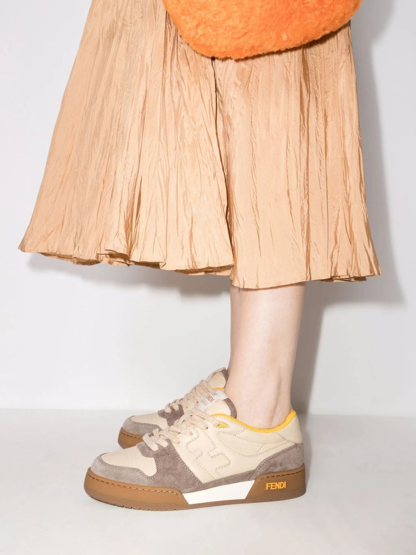 Match panelled suede low-top sneakers