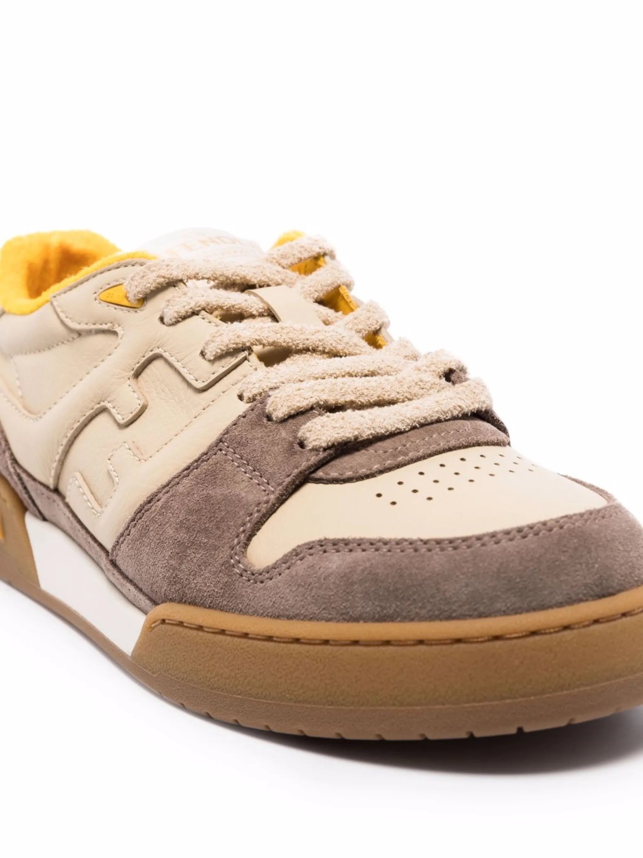 Match panelled suede low-top sneakers