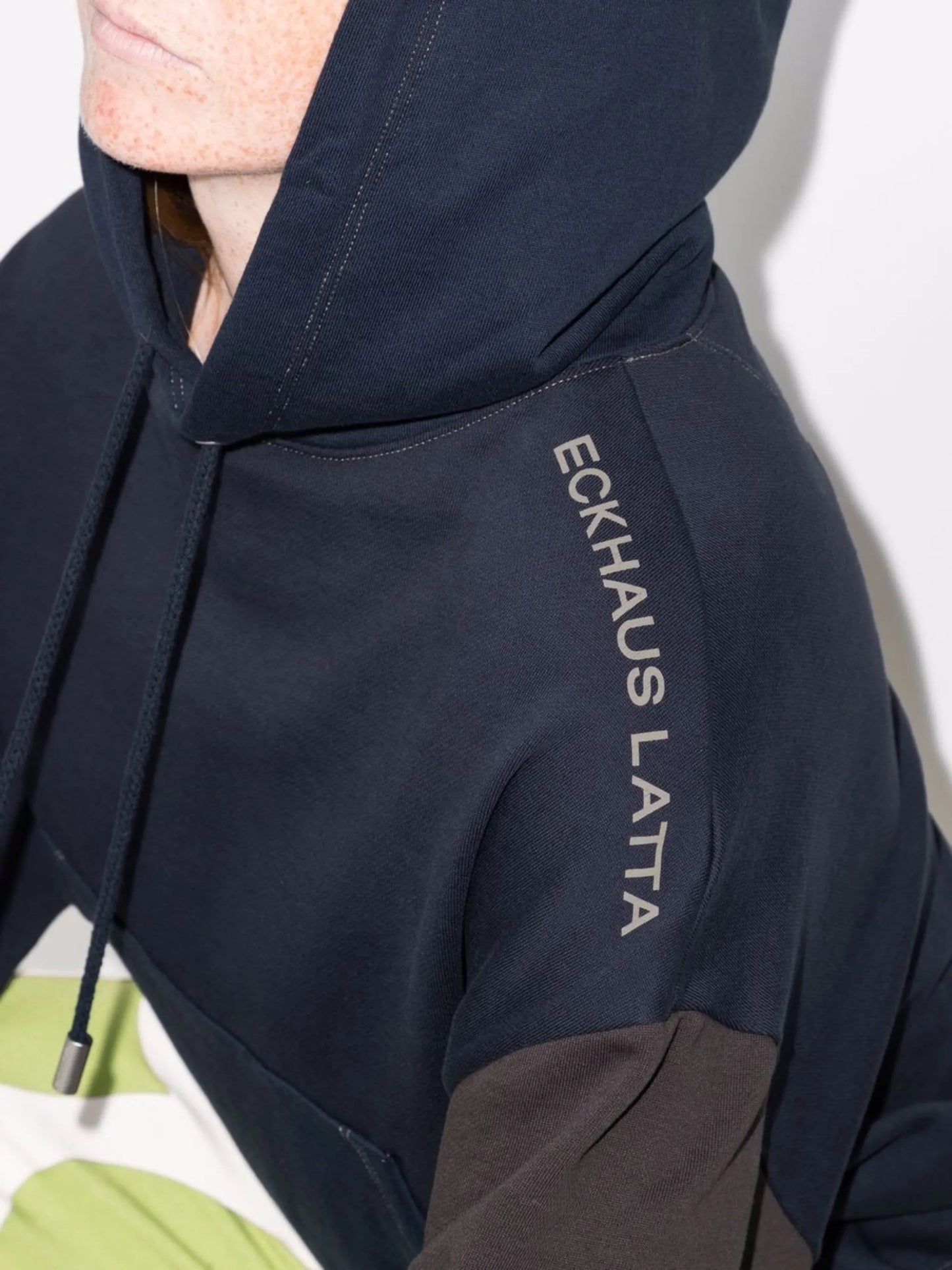 panelled cotton hoodie
