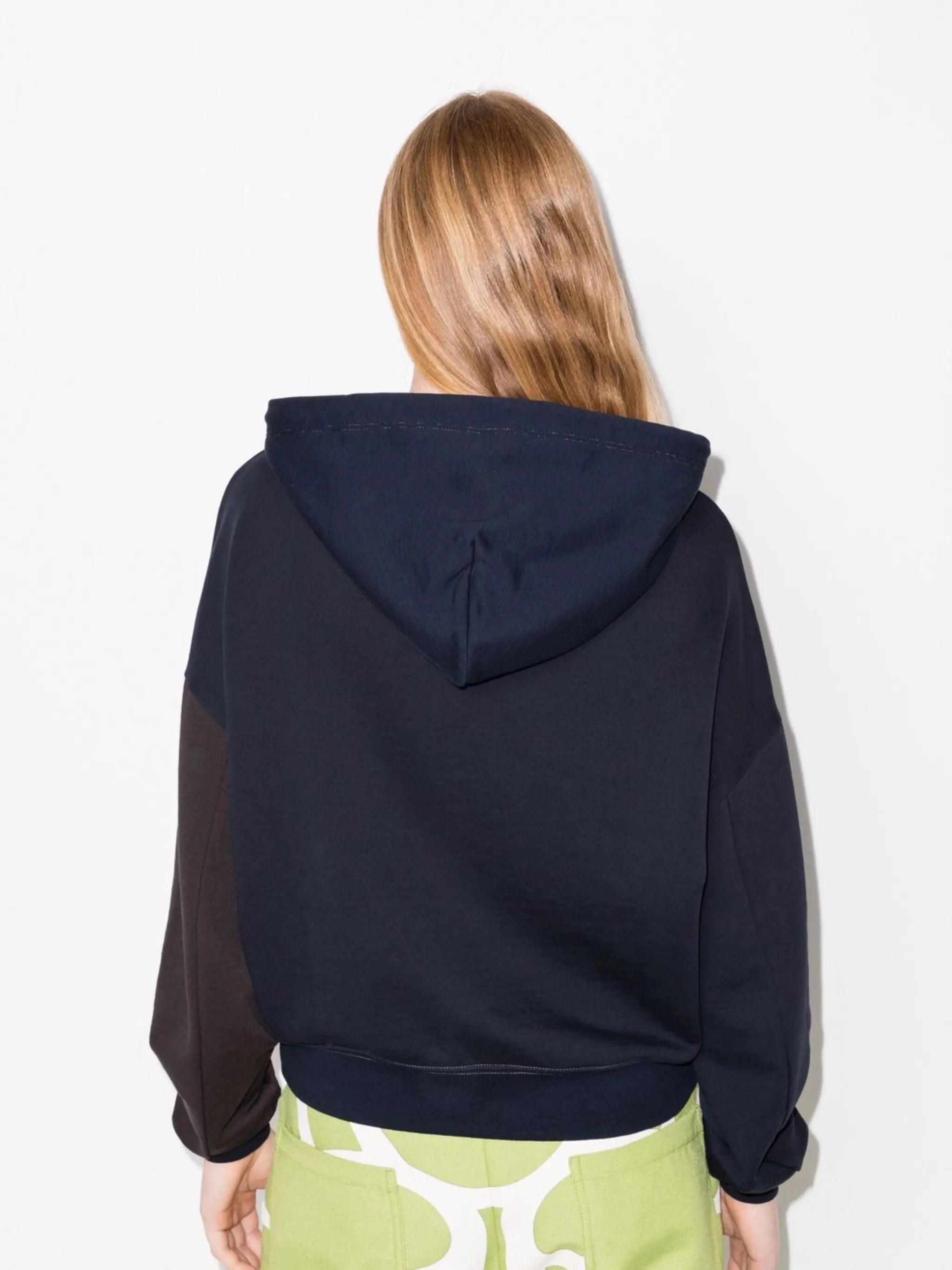 panelled cotton hoodie
