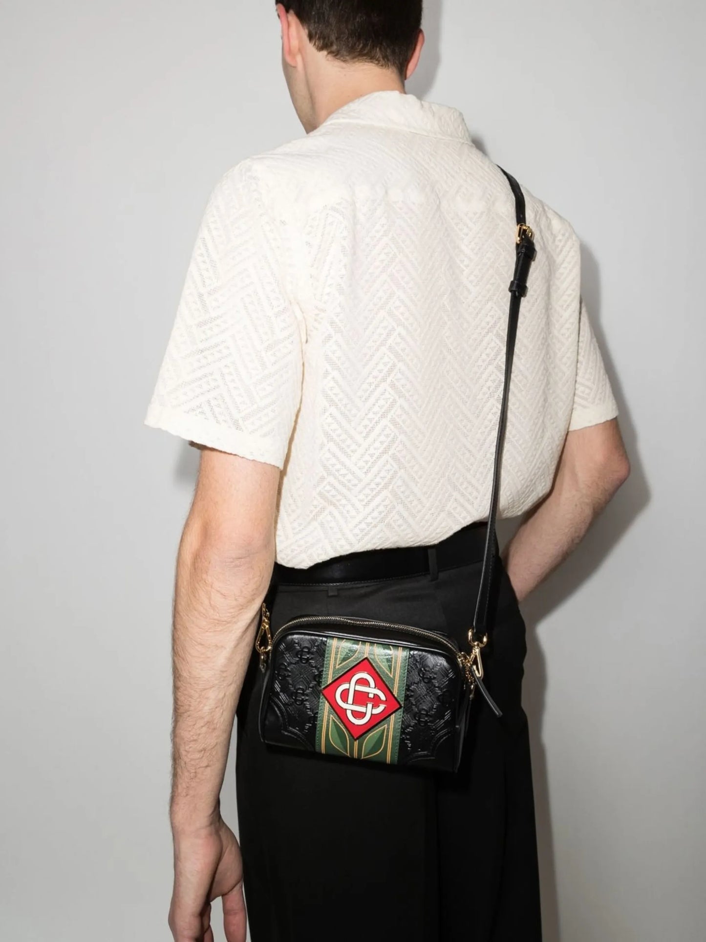 monogram-print messenger bag