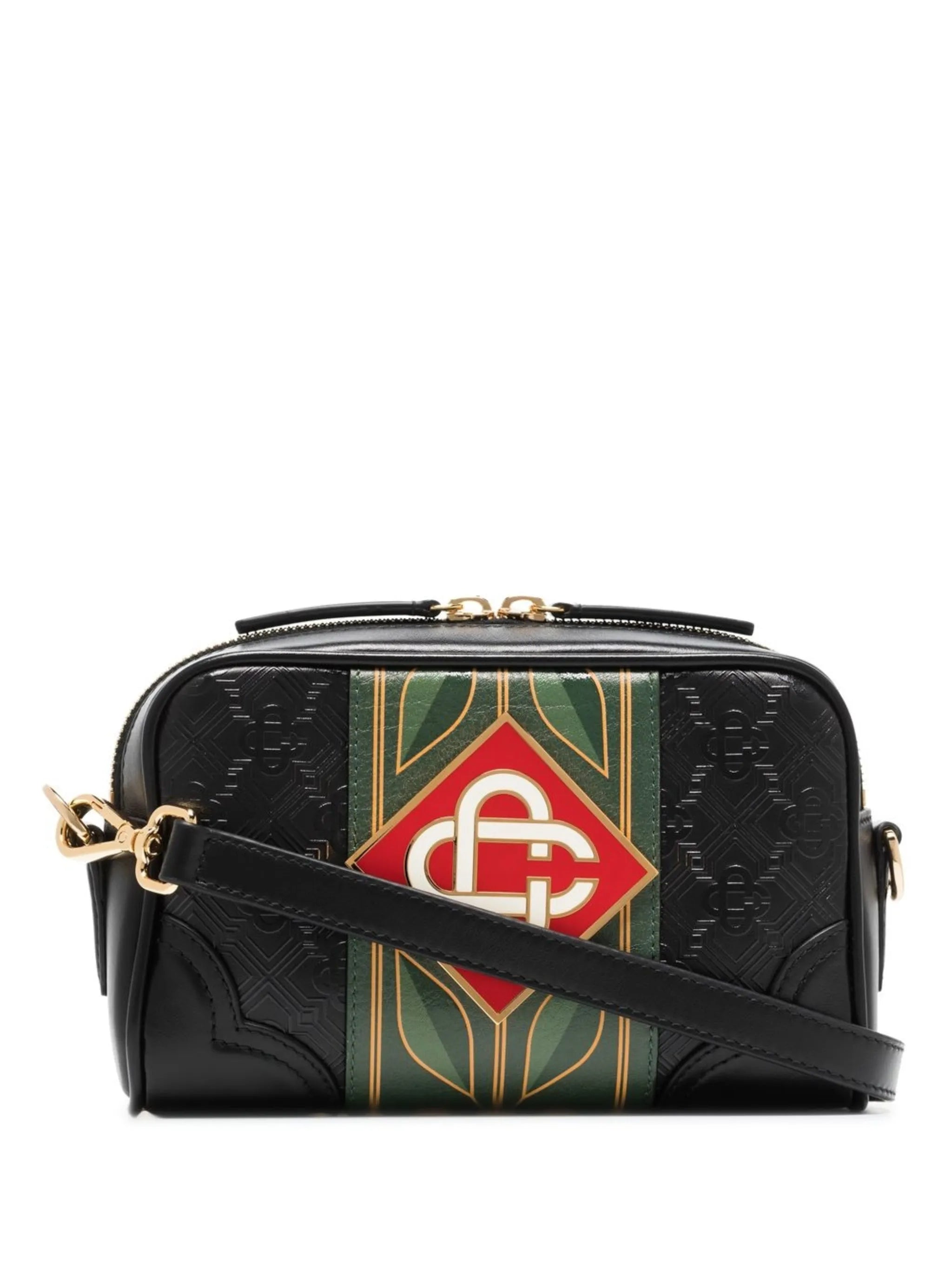 monogram-print messenger bag