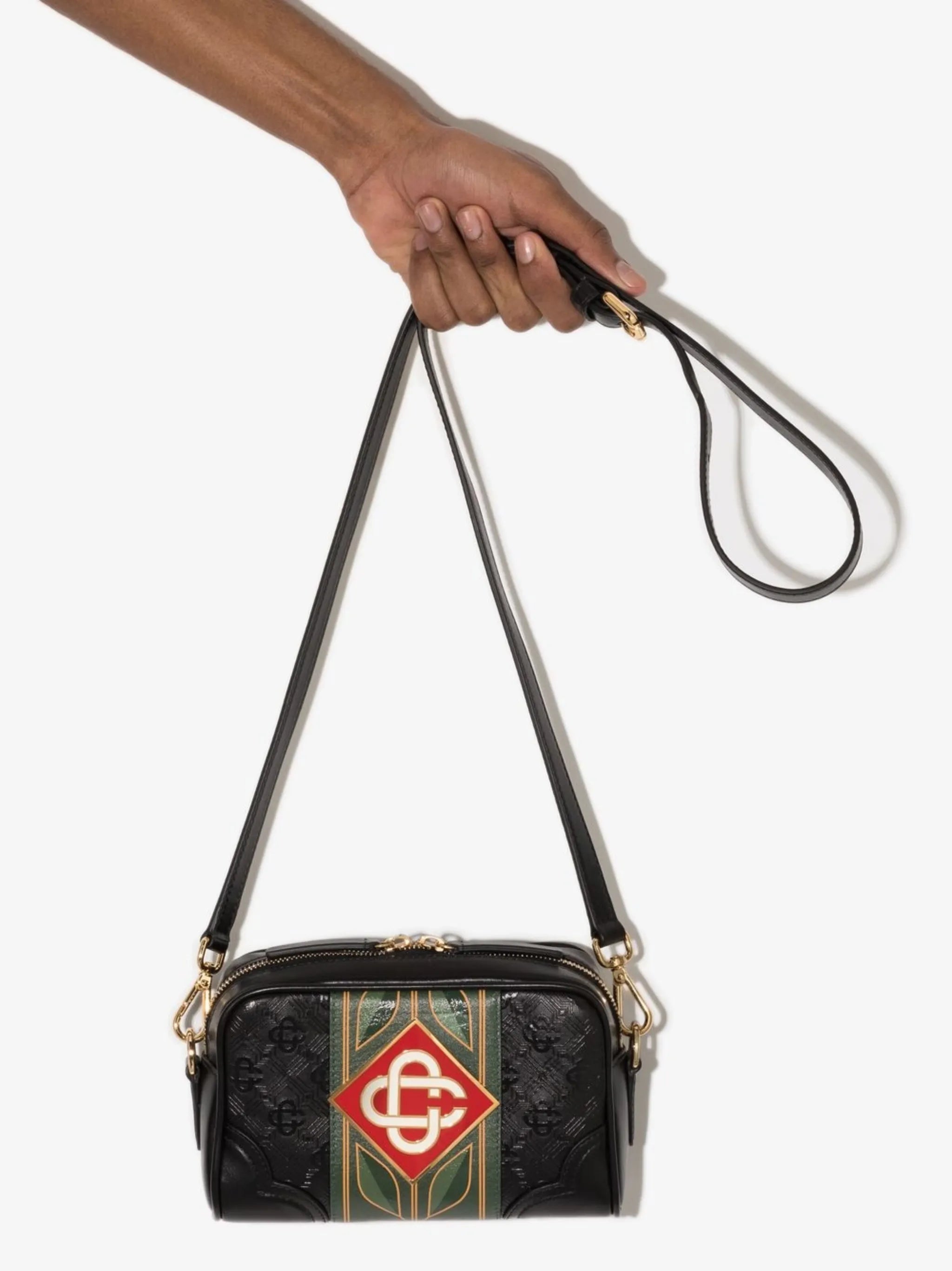 monogram-print messenger bag