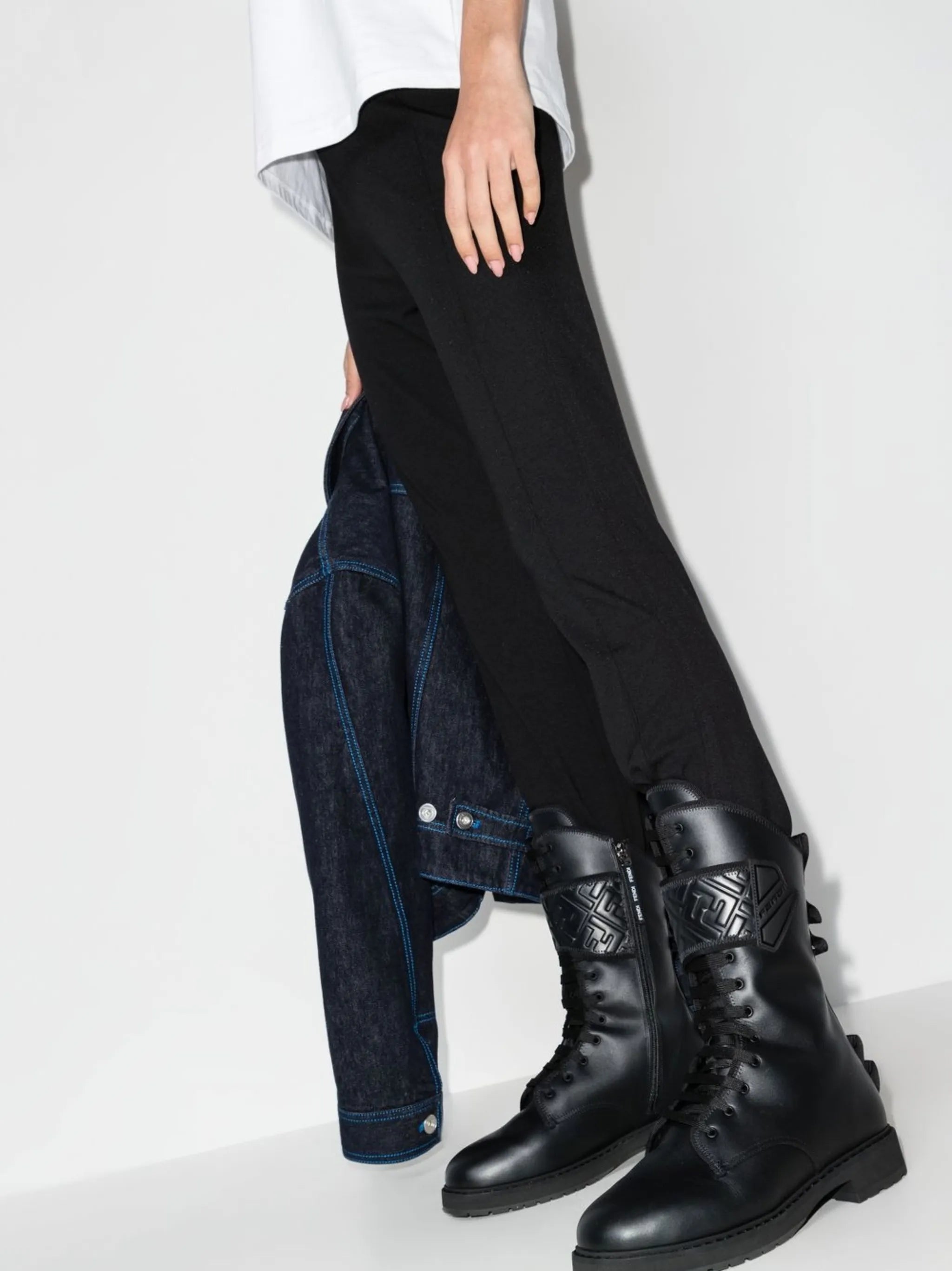 Signature lace-up biker boots