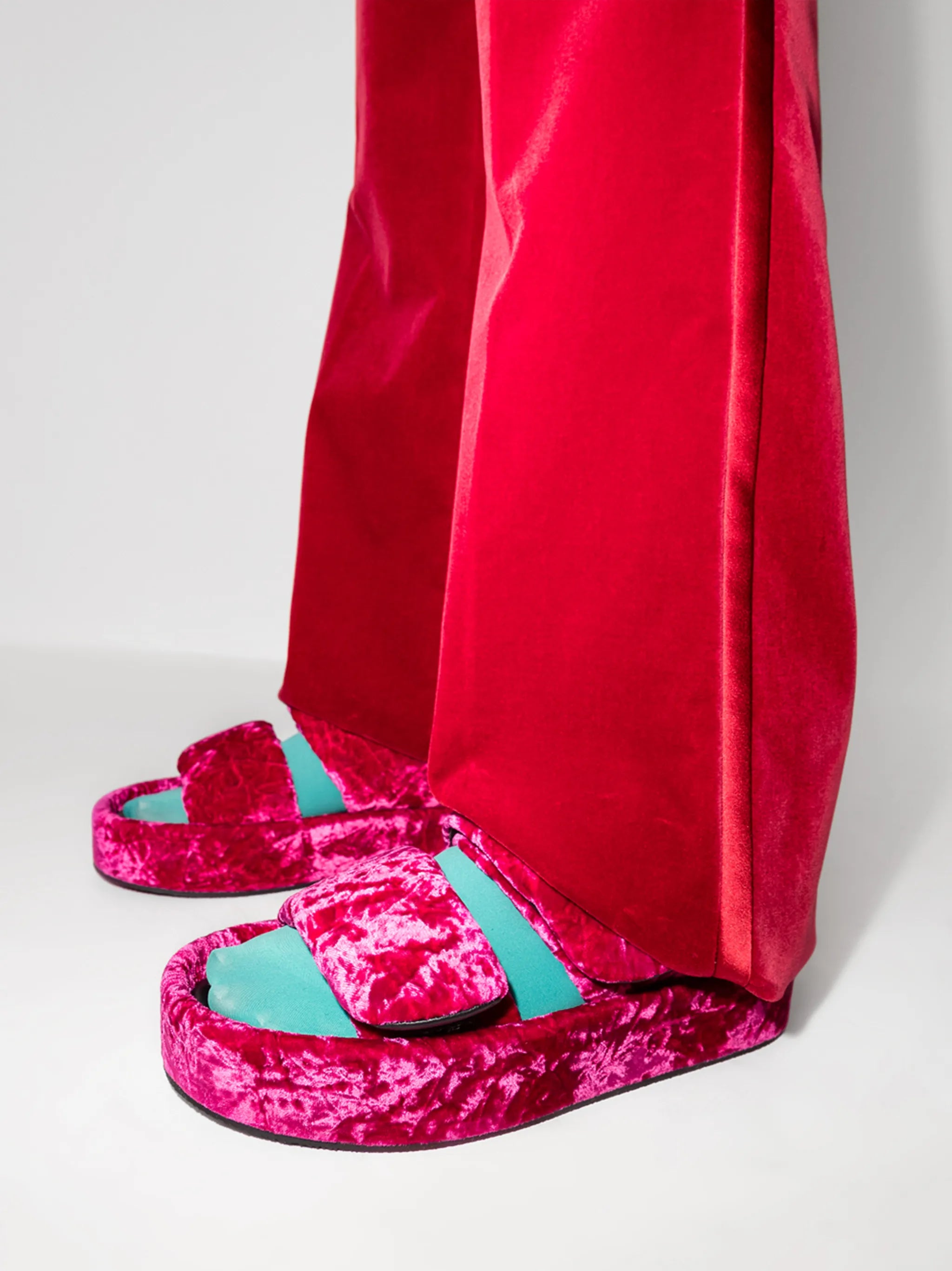 velvet platform sandals