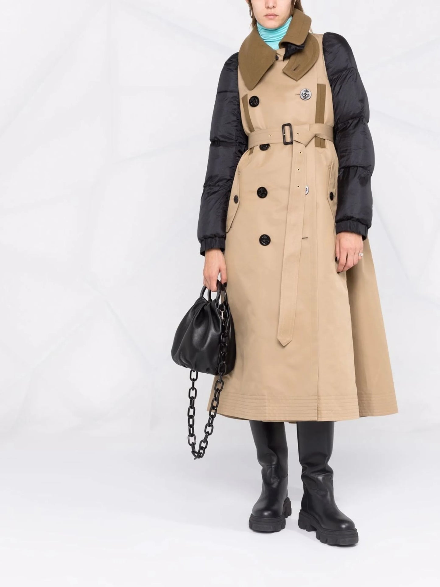 padded panel trench coat