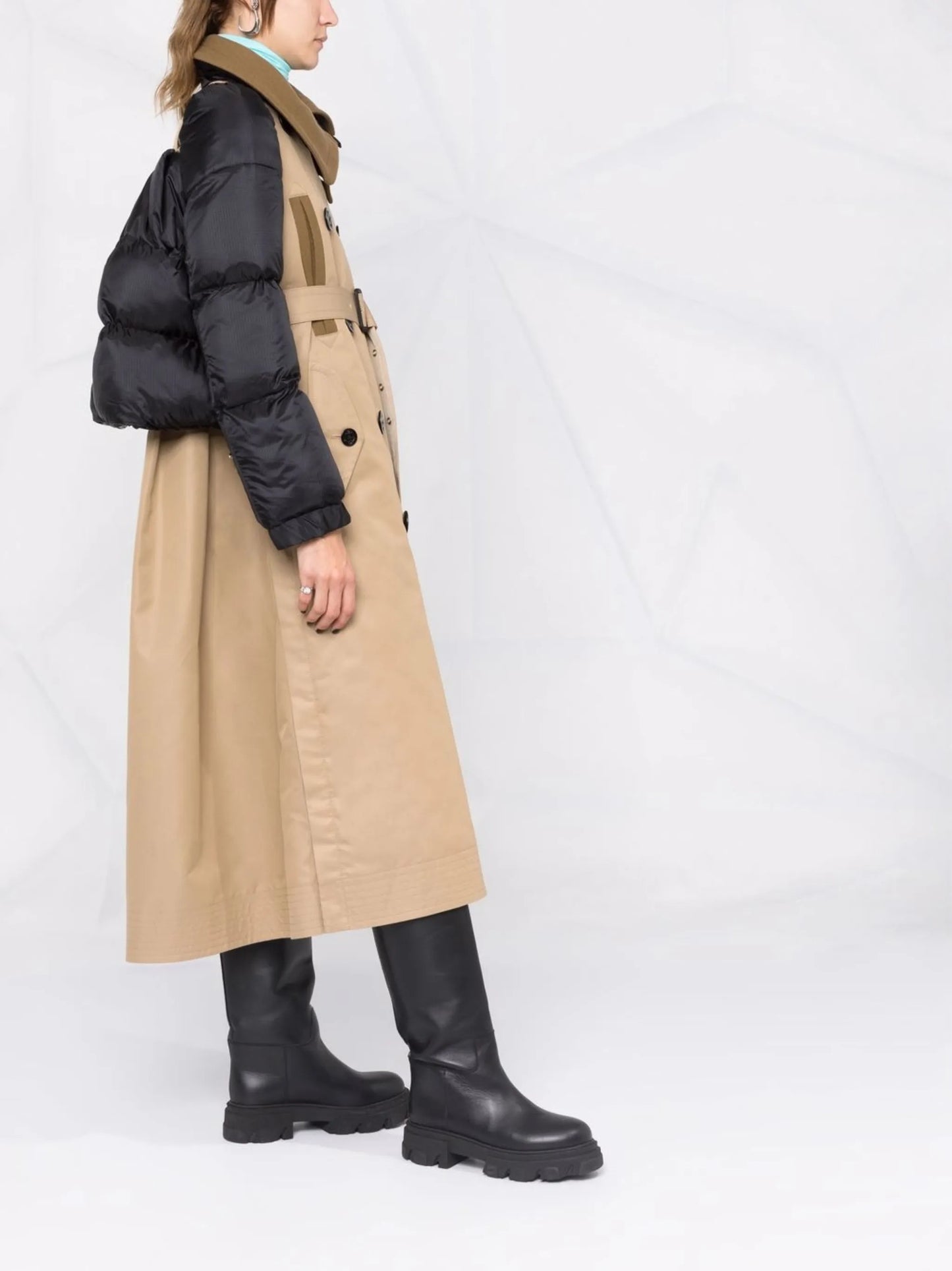 padded panel trench coat
