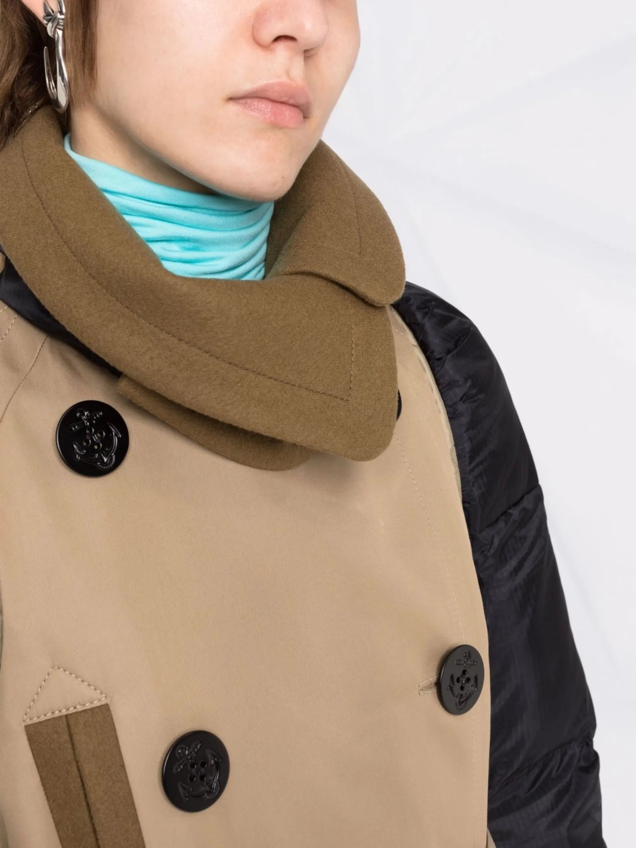 padded panel trench coat