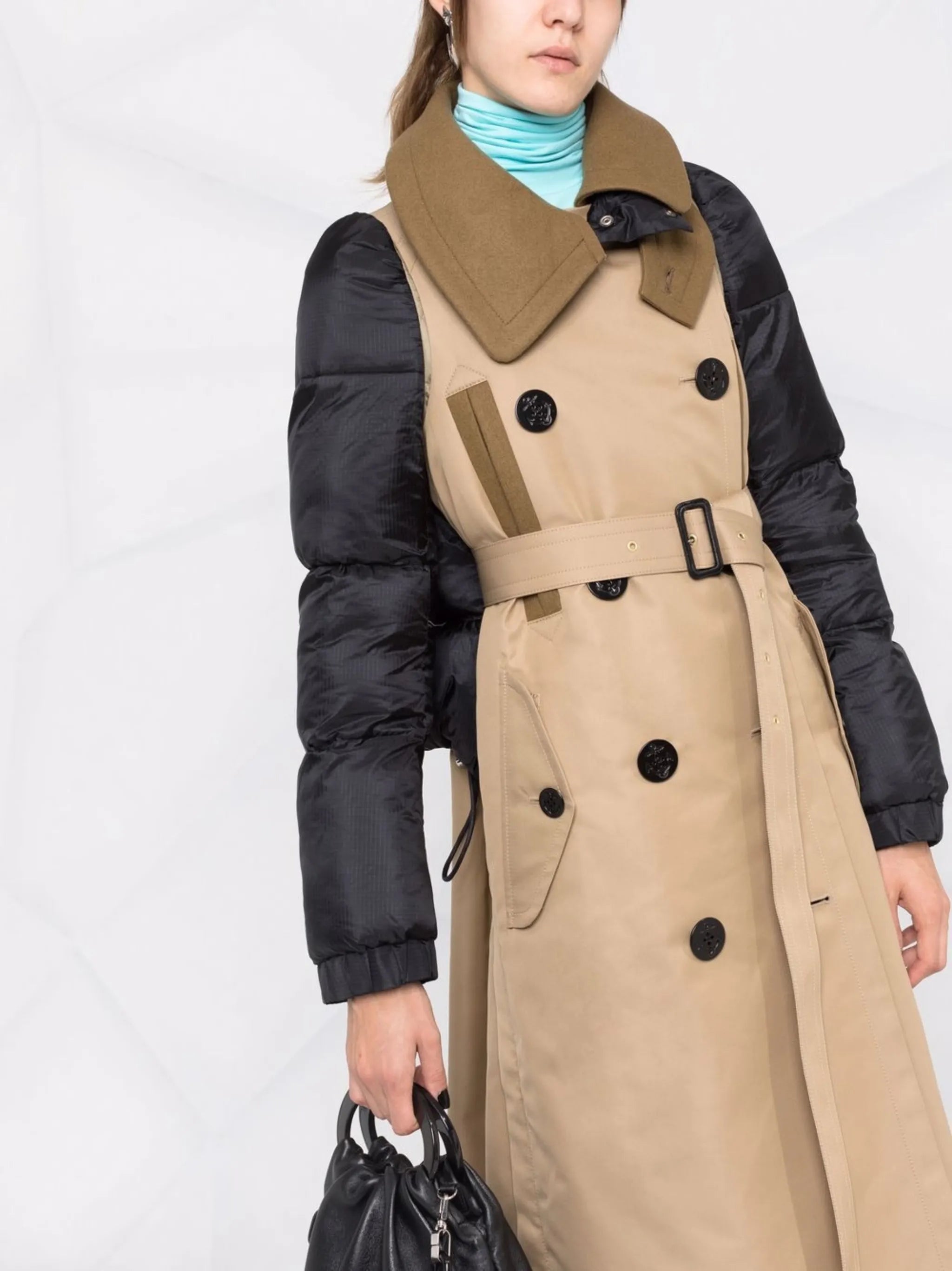 padded panel trench coat