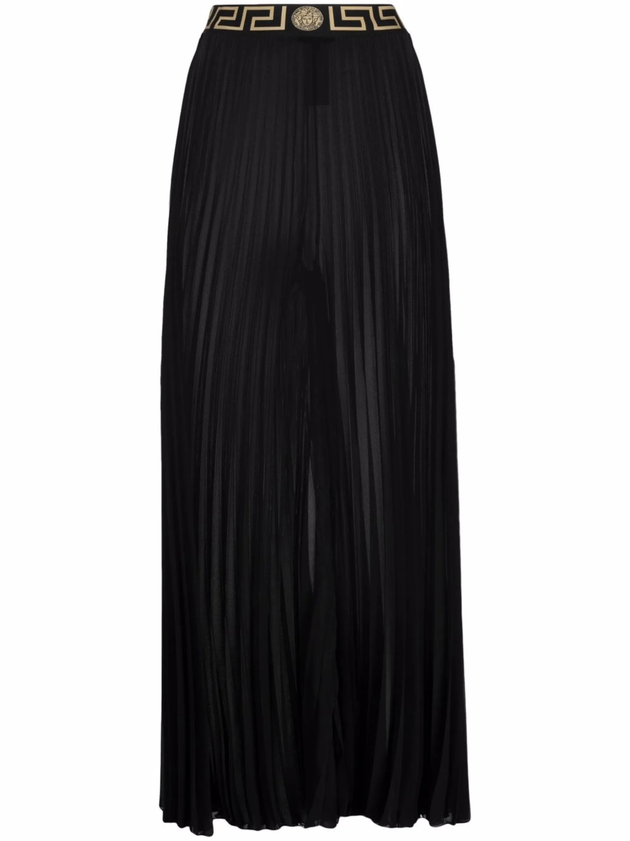 Greca-waistband pleated trousers