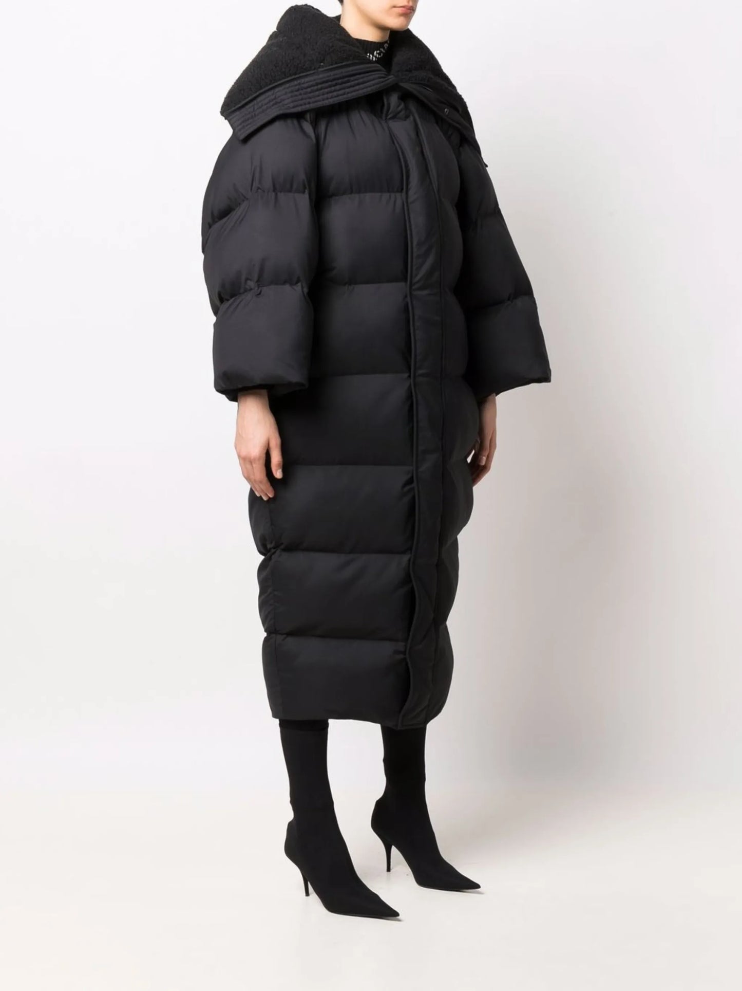 hooded long puffer coat