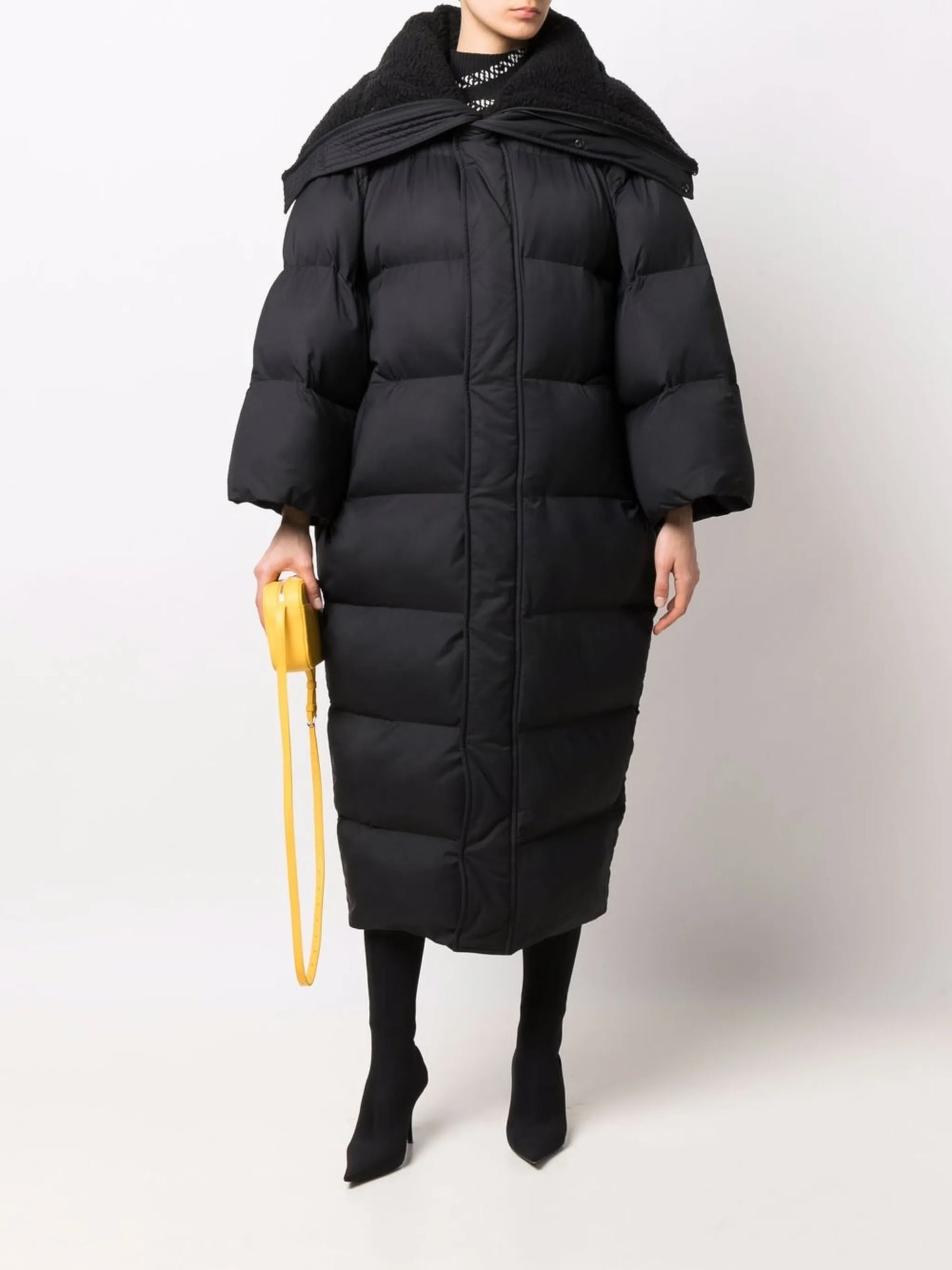 hooded long puffer coat