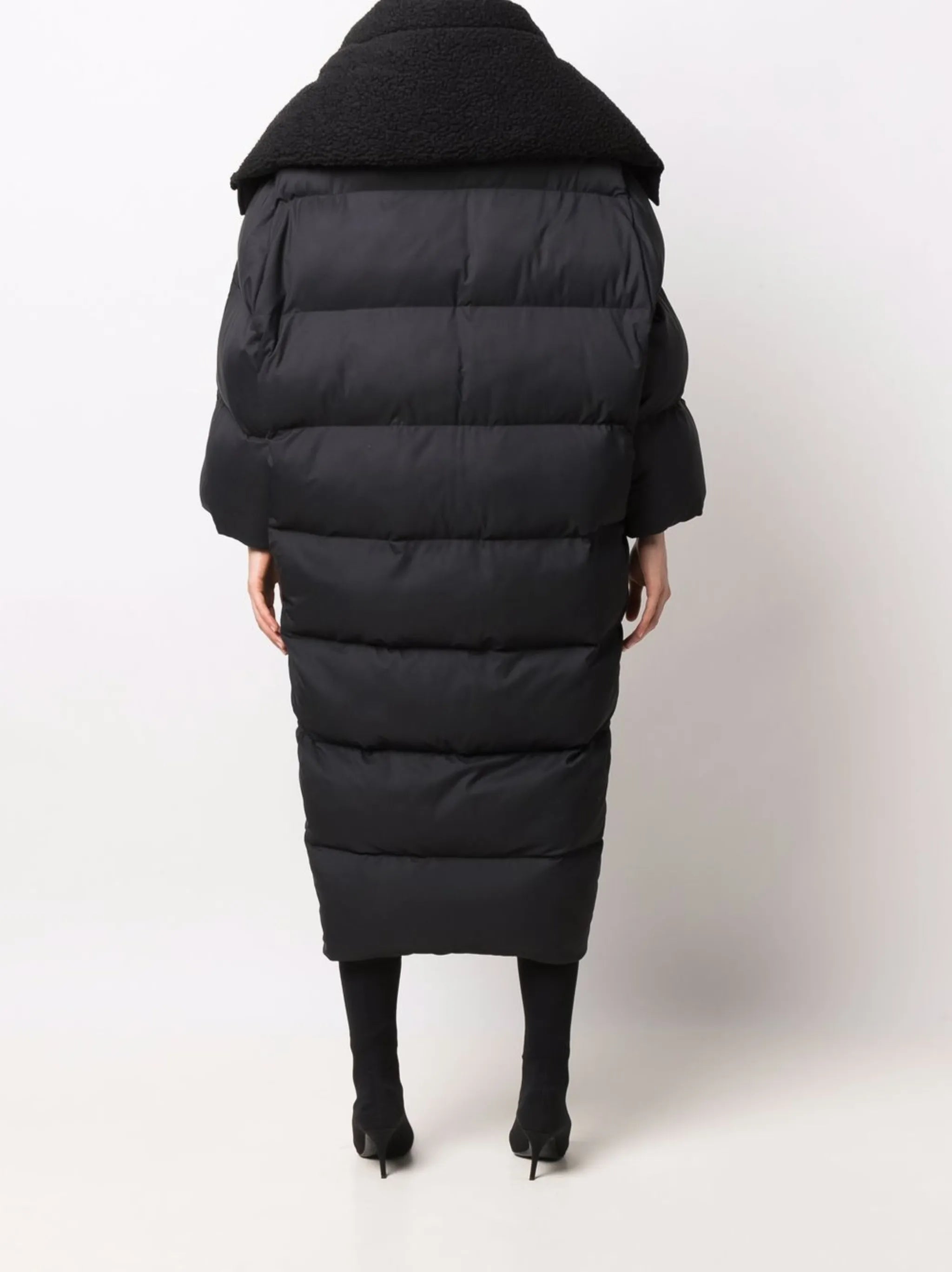hooded long puffer coat