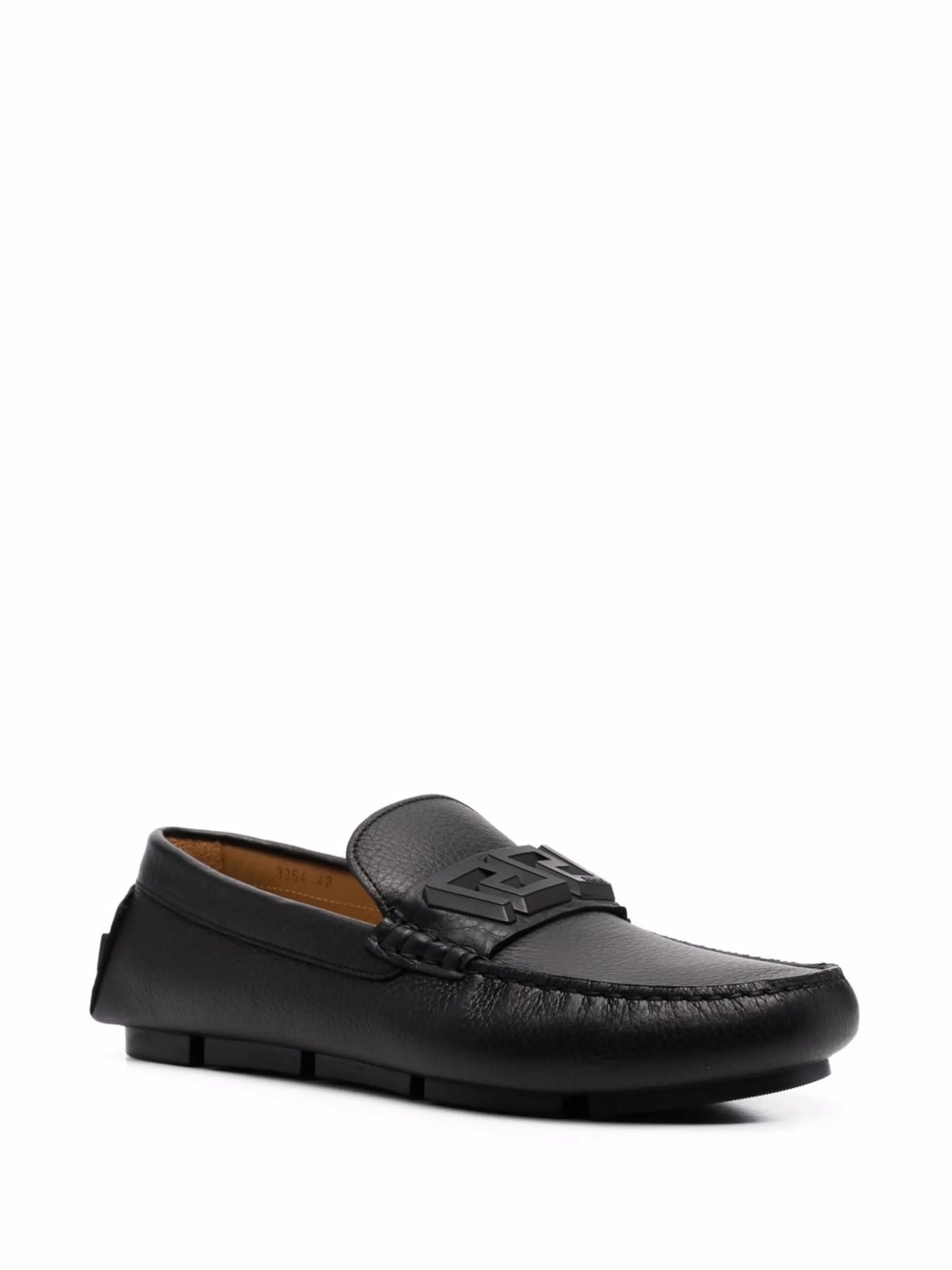 Greca-band pebbled leather loafers