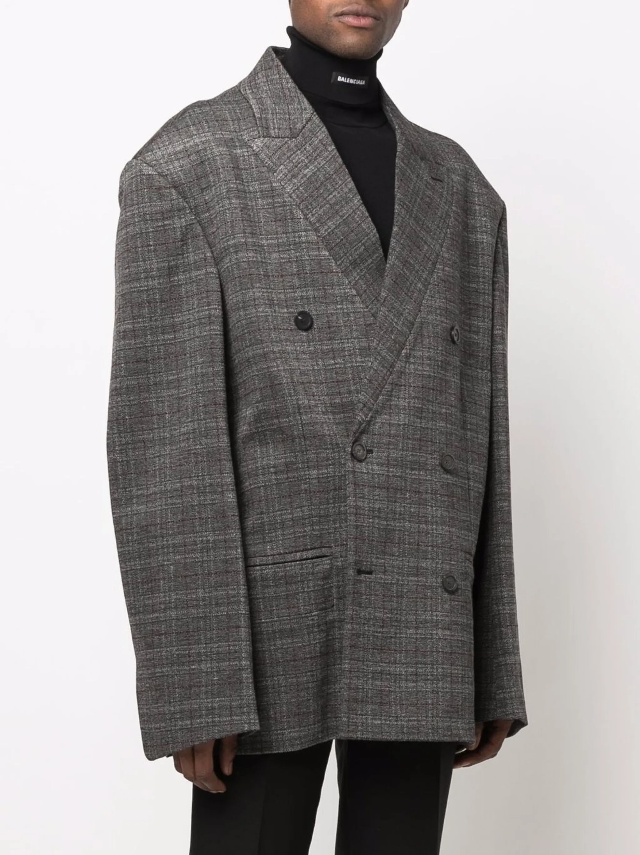Engineered oversize check blazer