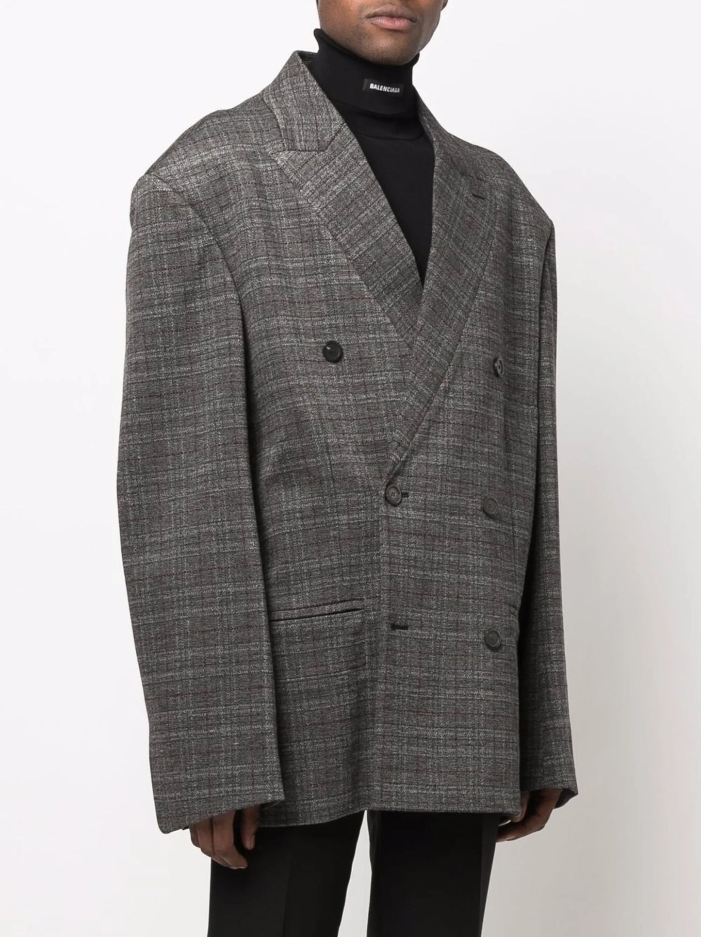 Engineered oversize check blazer