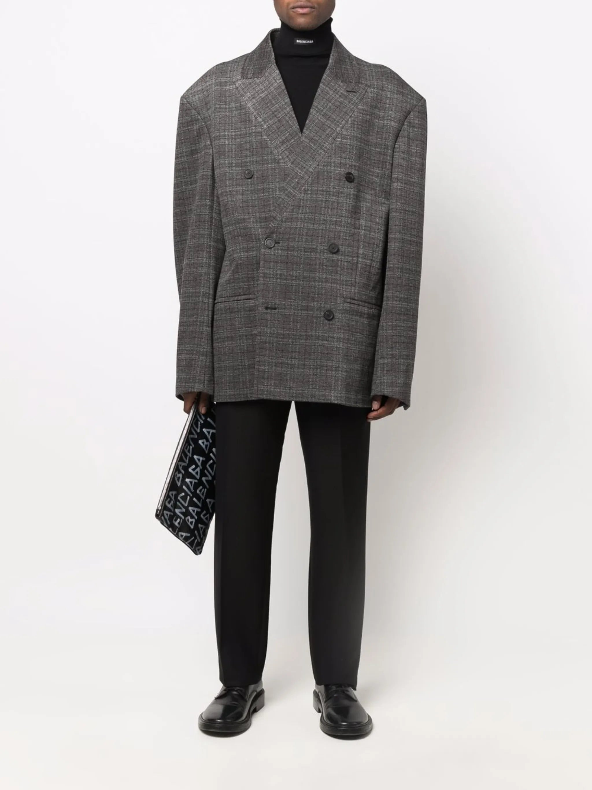 Engineered oversize check blazer