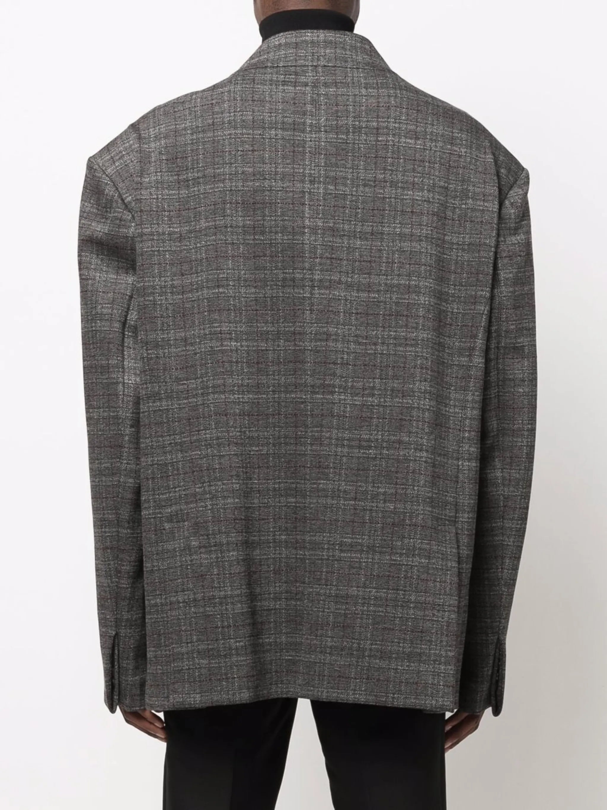 Engineered oversize check blazer