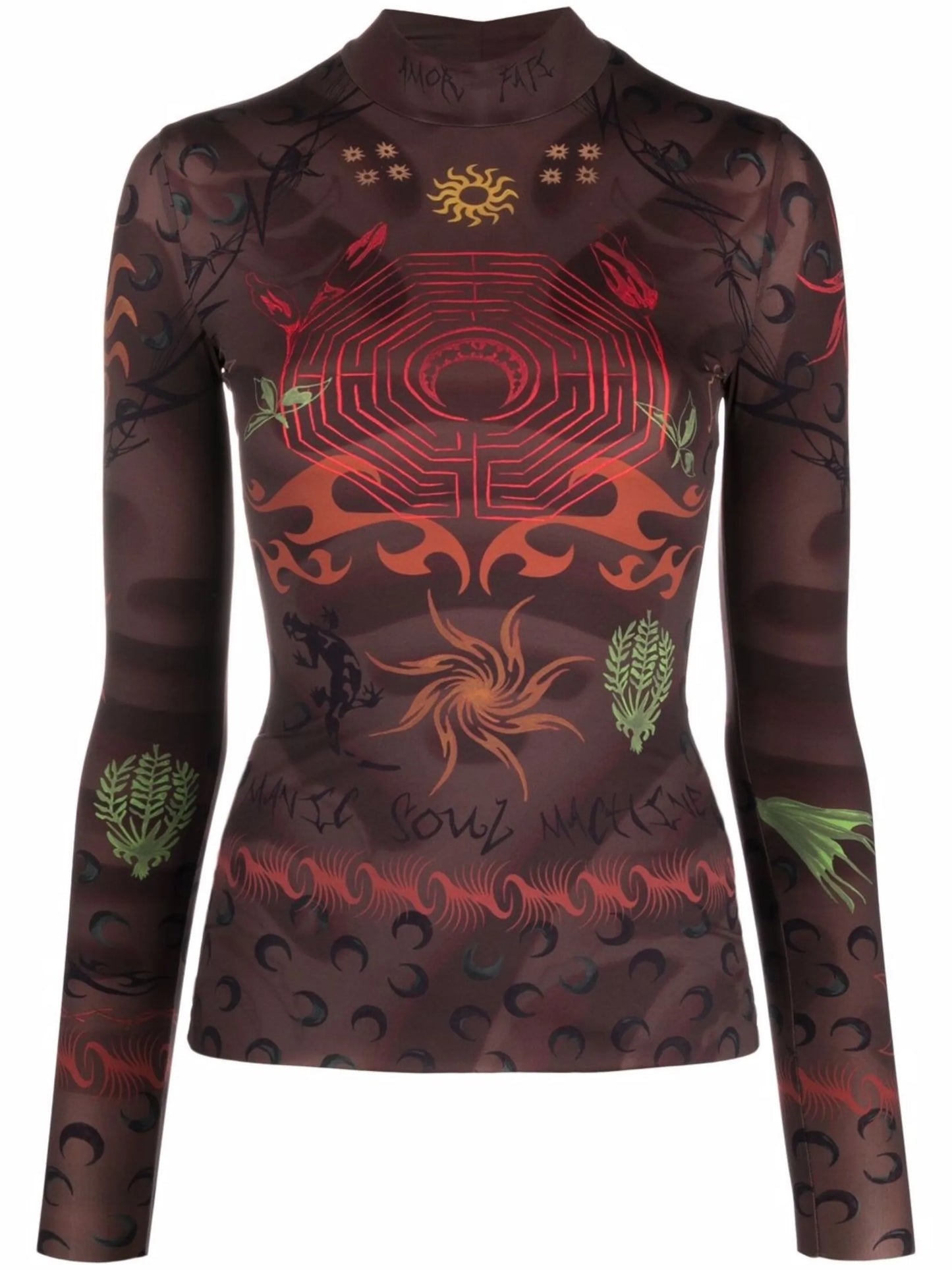 graphic-print long-sleeved top