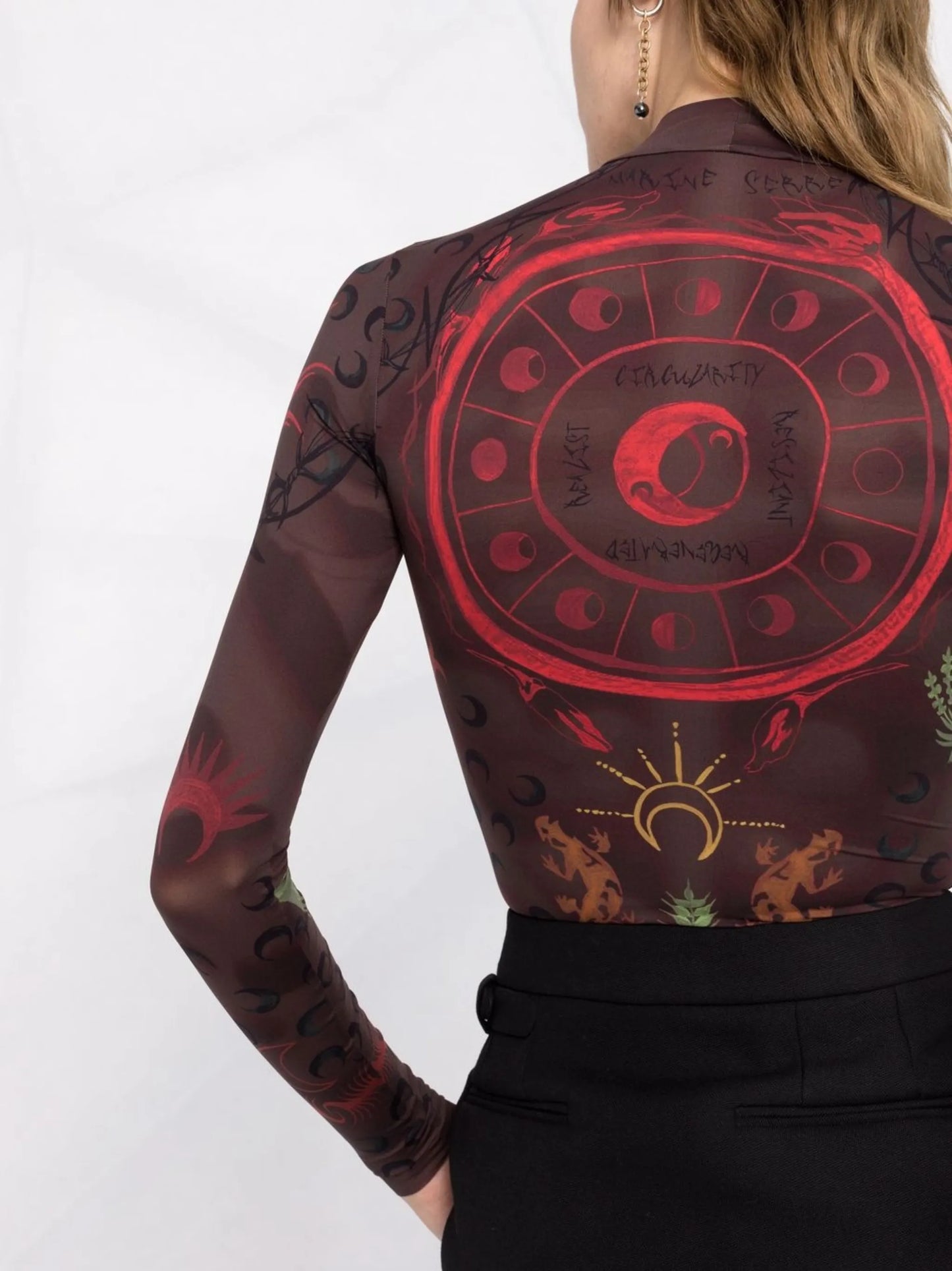 graphic-print long-sleeved top