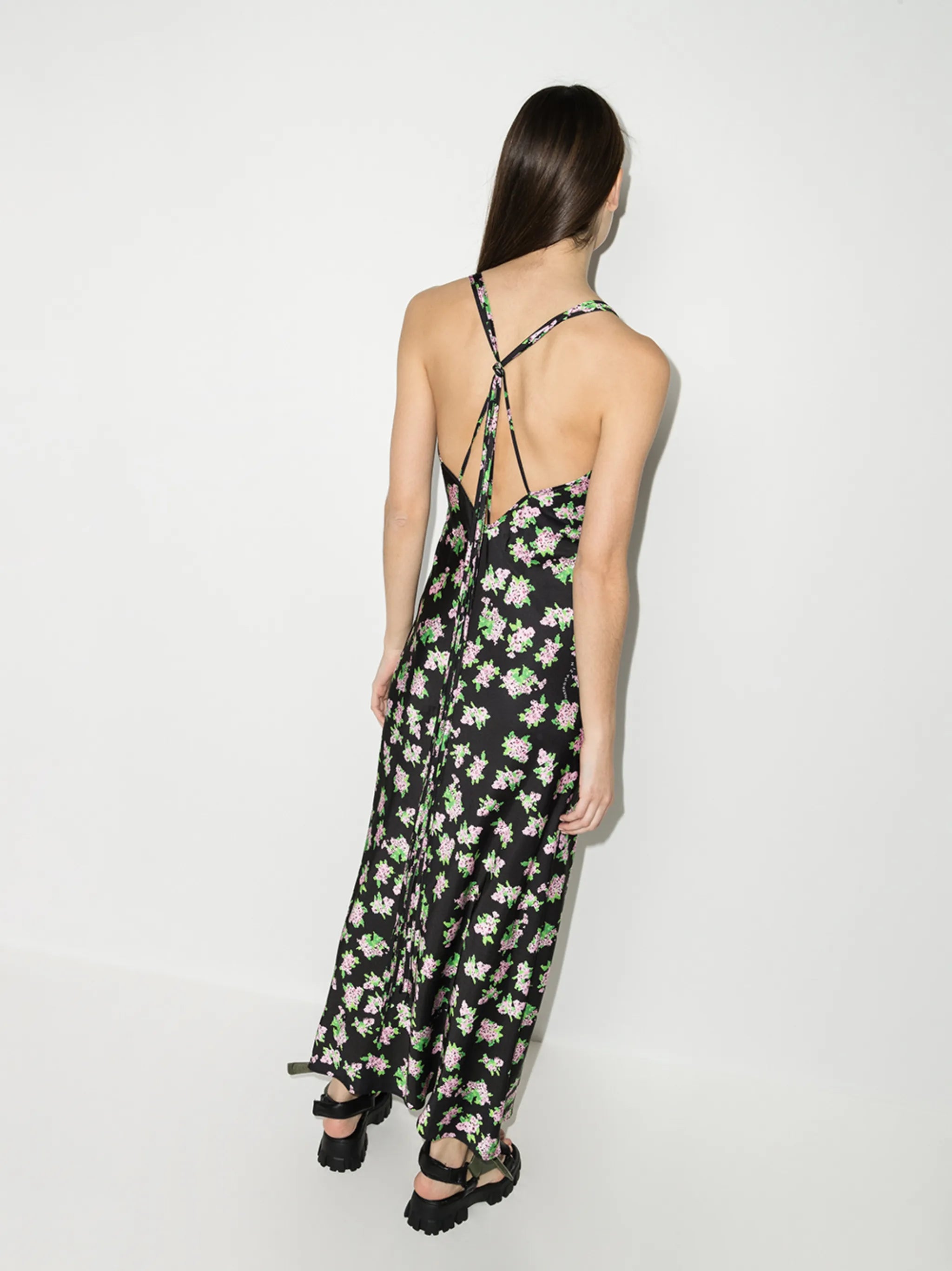 floral-print slip dress