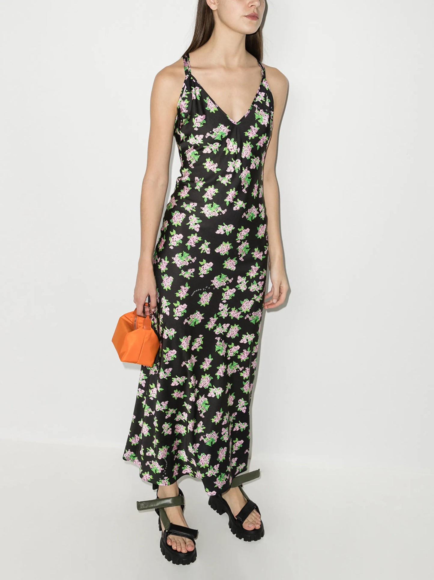 floral-print slip dress