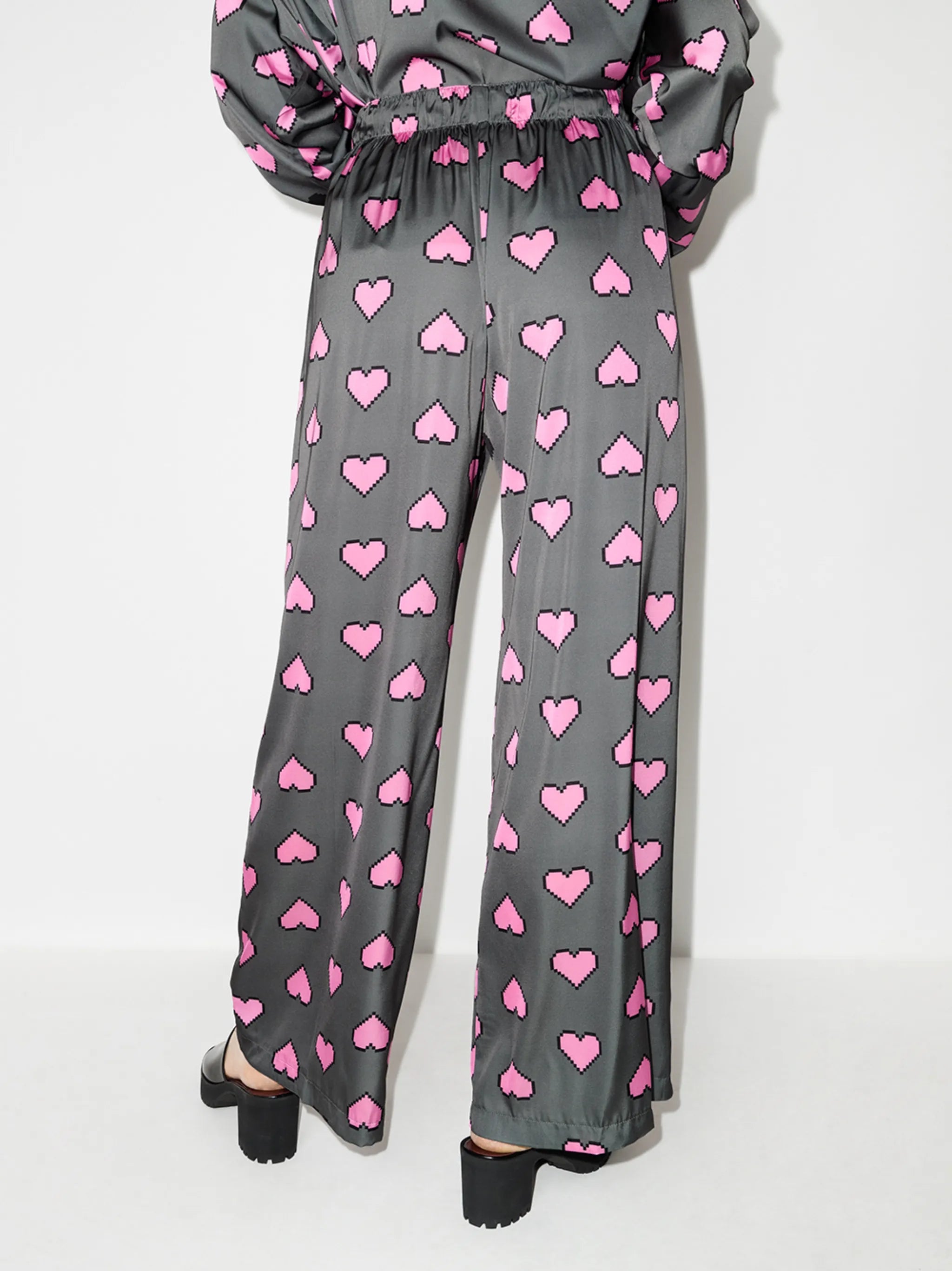 heart-print wide-leg trousers