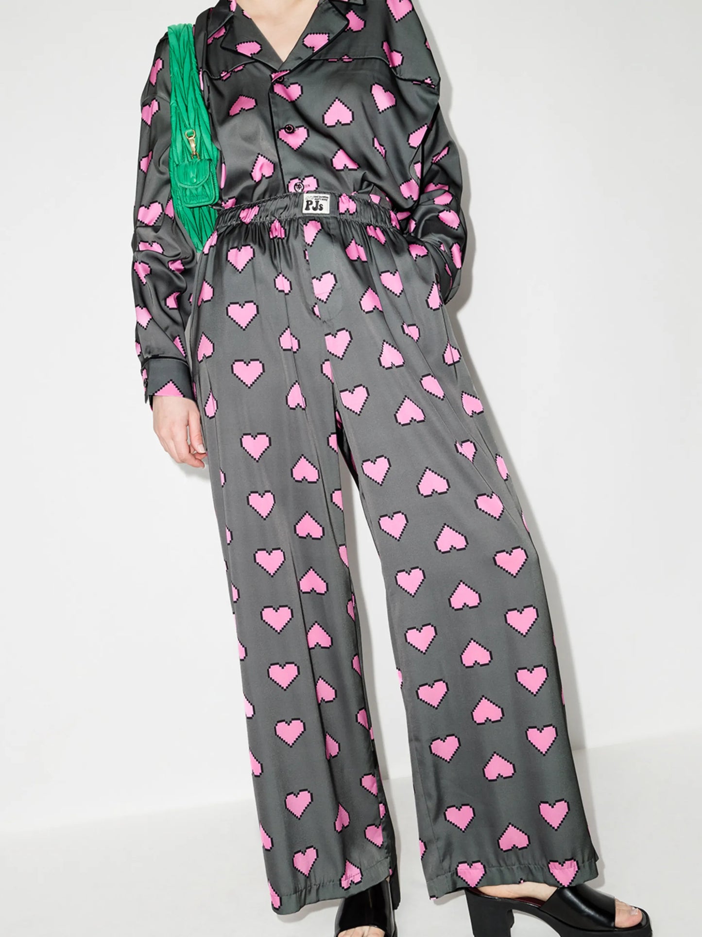 heart-print wide-leg trousers