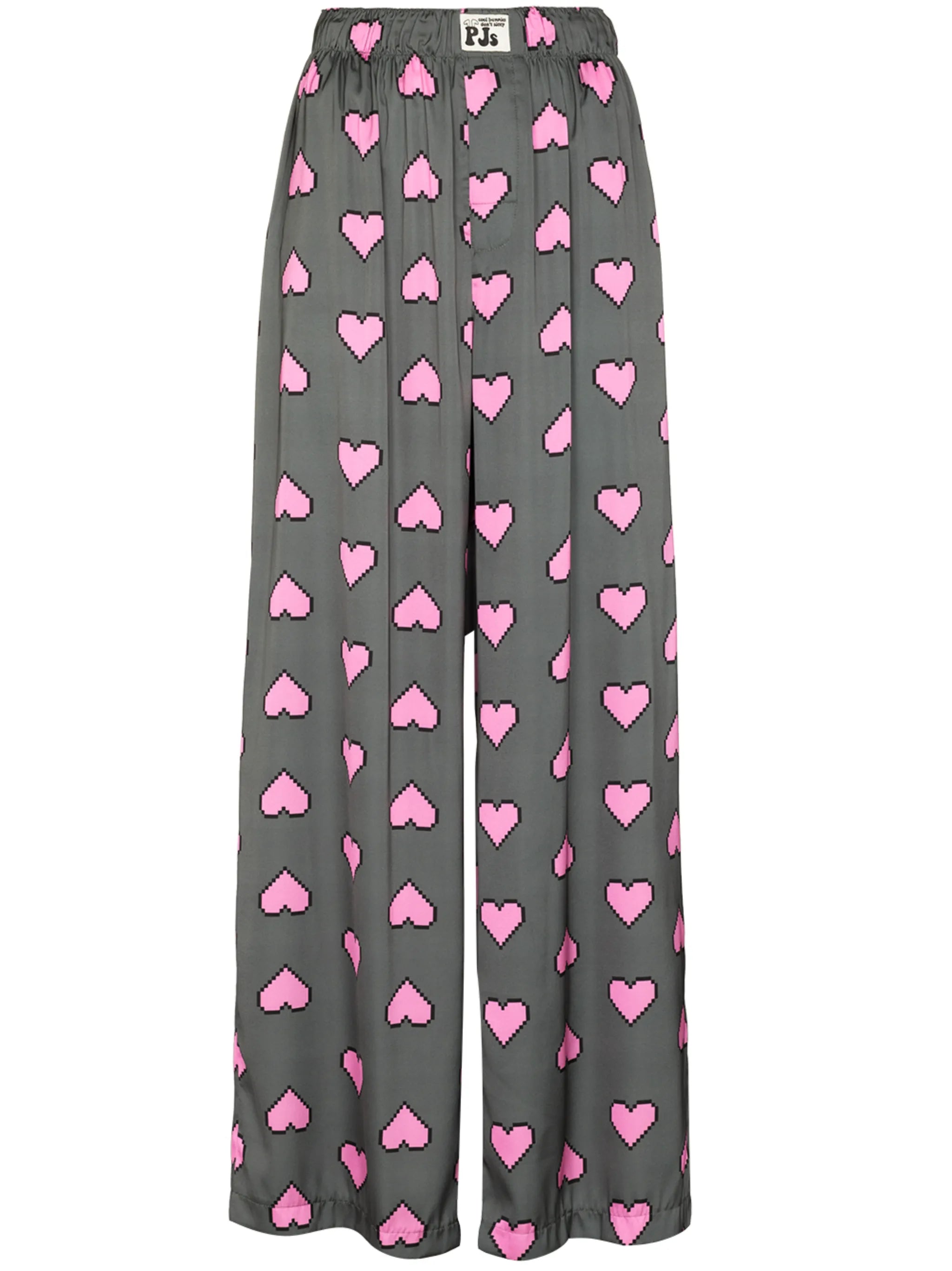 heart-print wide-leg trousers