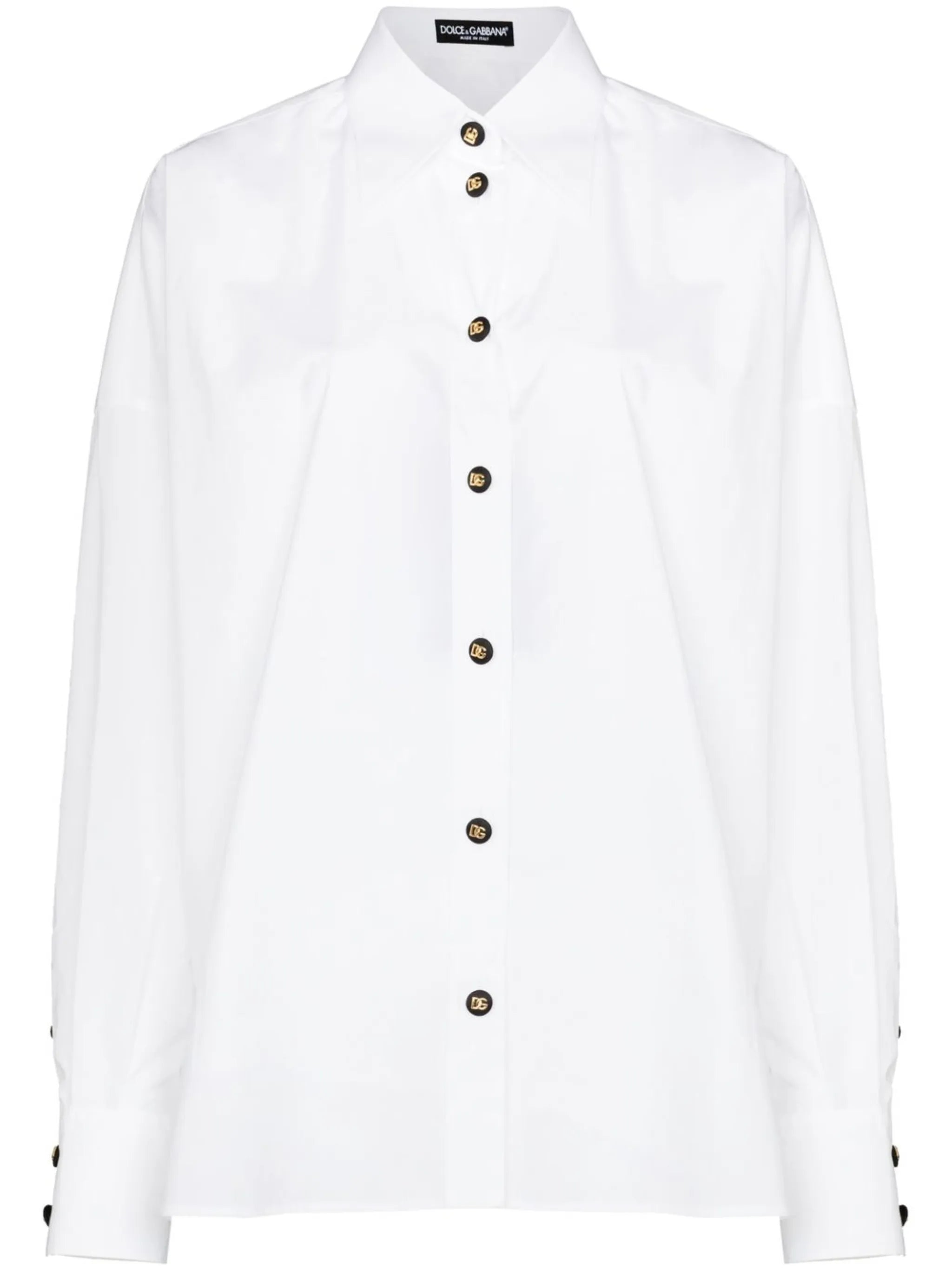 chiffon-panel poplin shirt