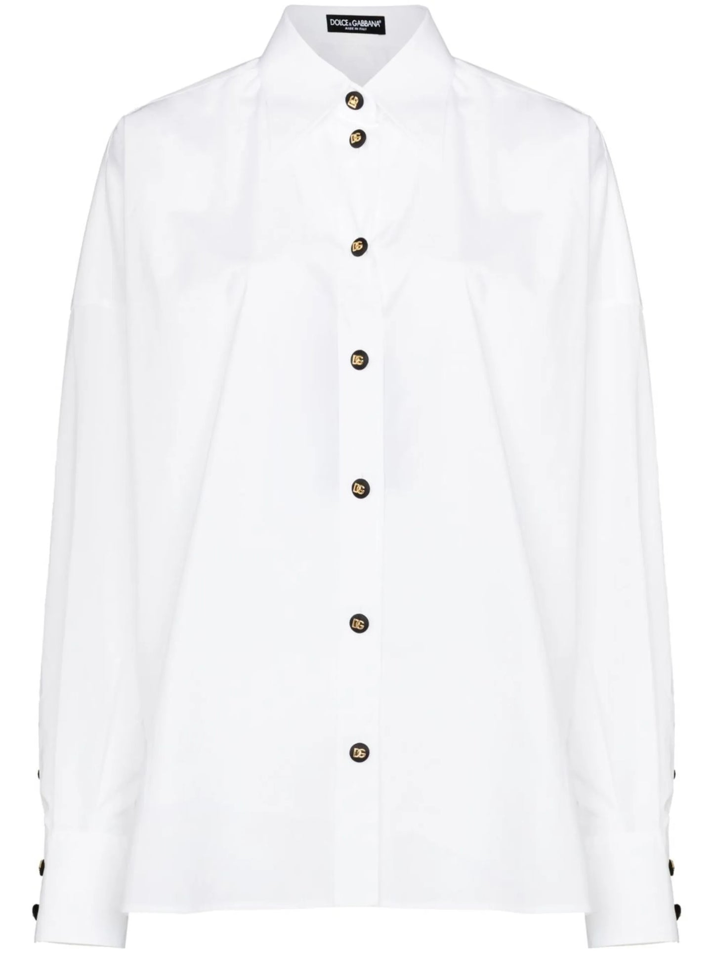 chiffon-panel poplin shirt