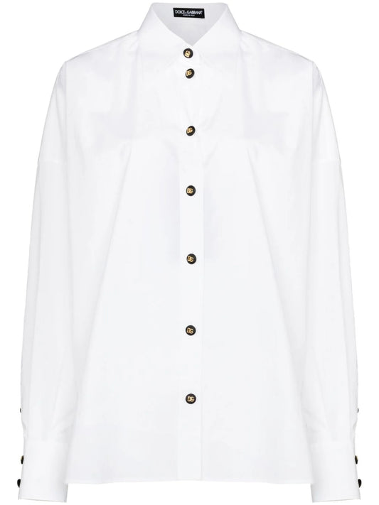 chiffon-panel poplin shirt