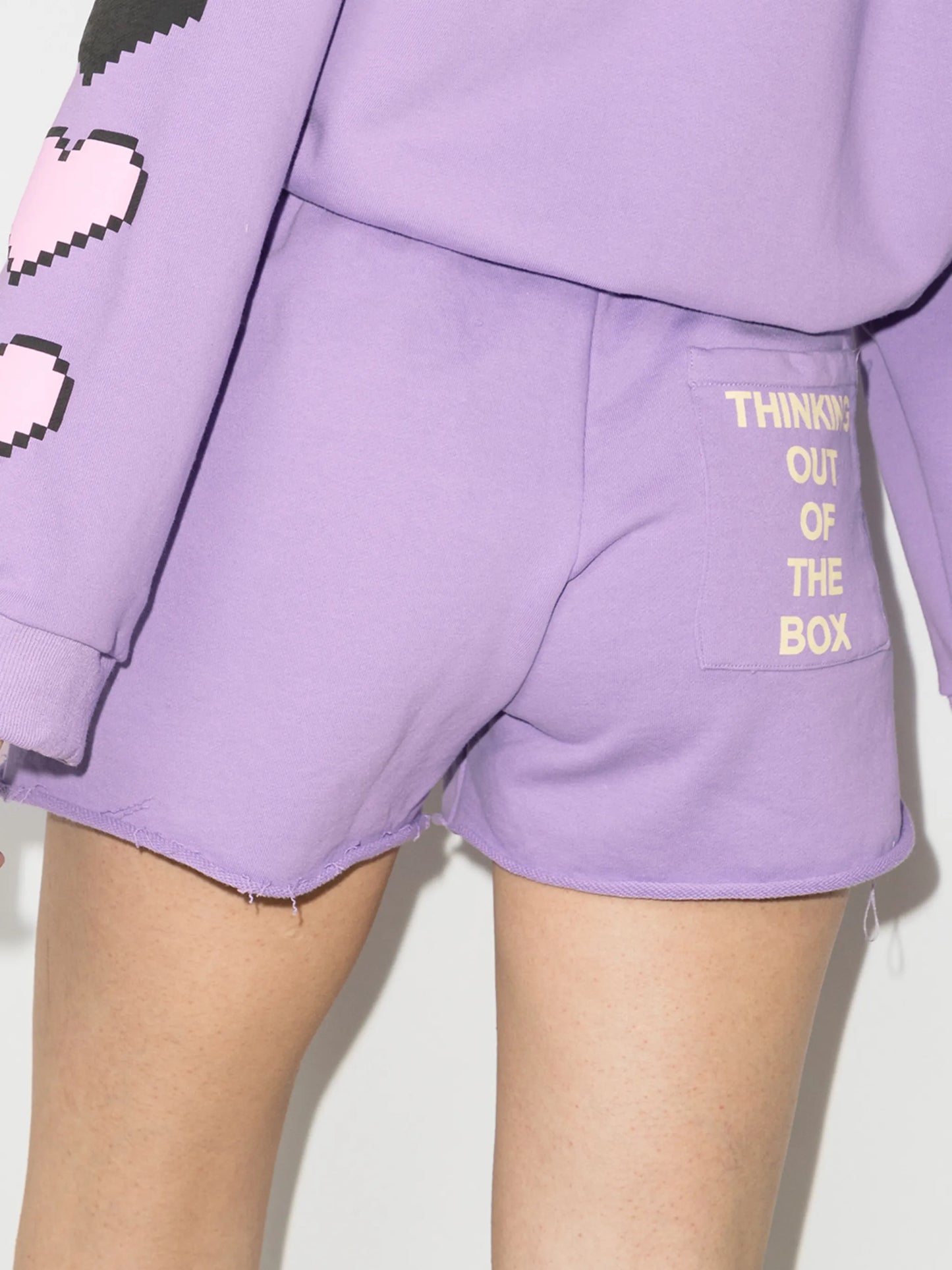 pixel-print track shorts