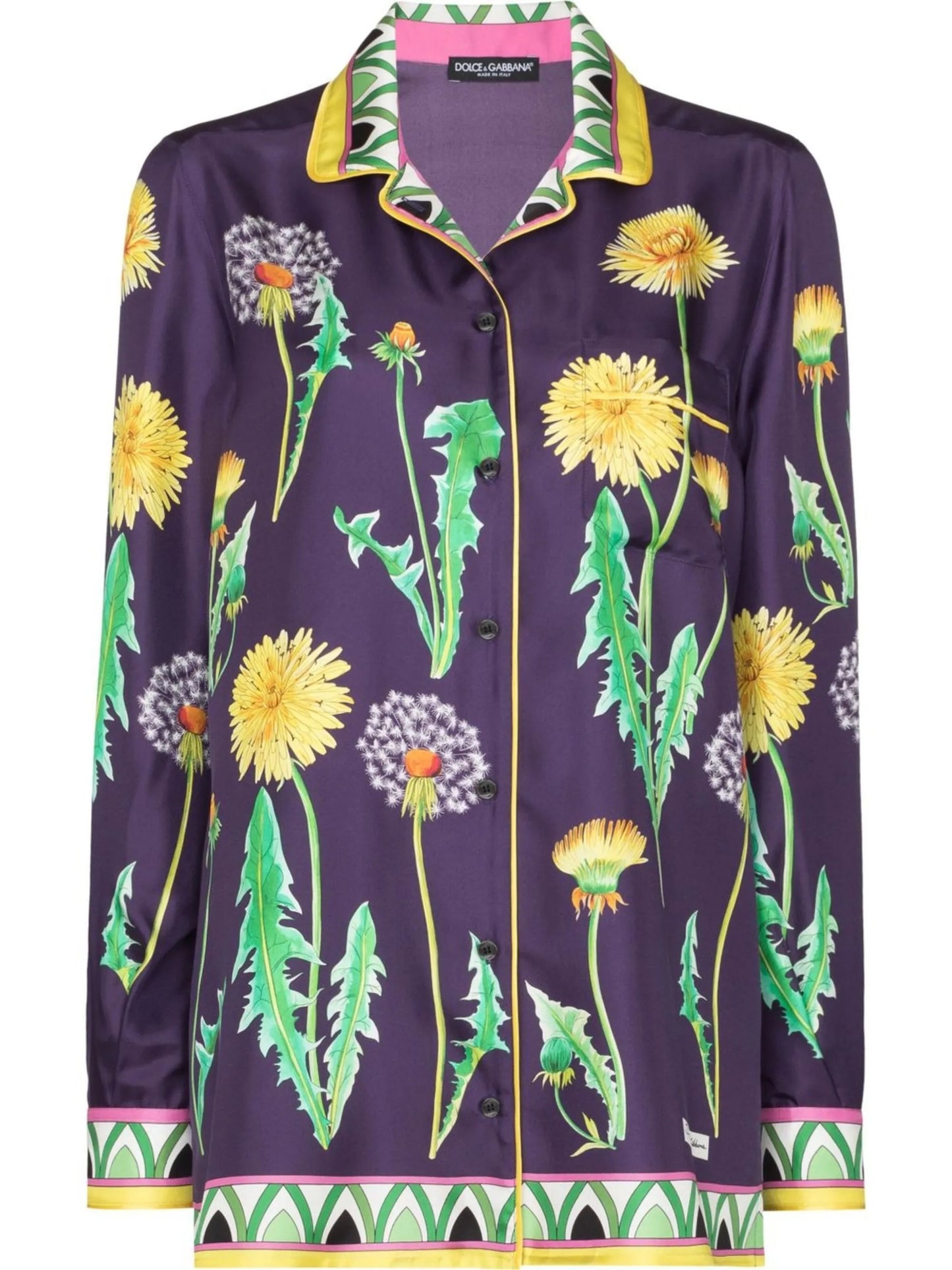 dandelion-print silk shirt