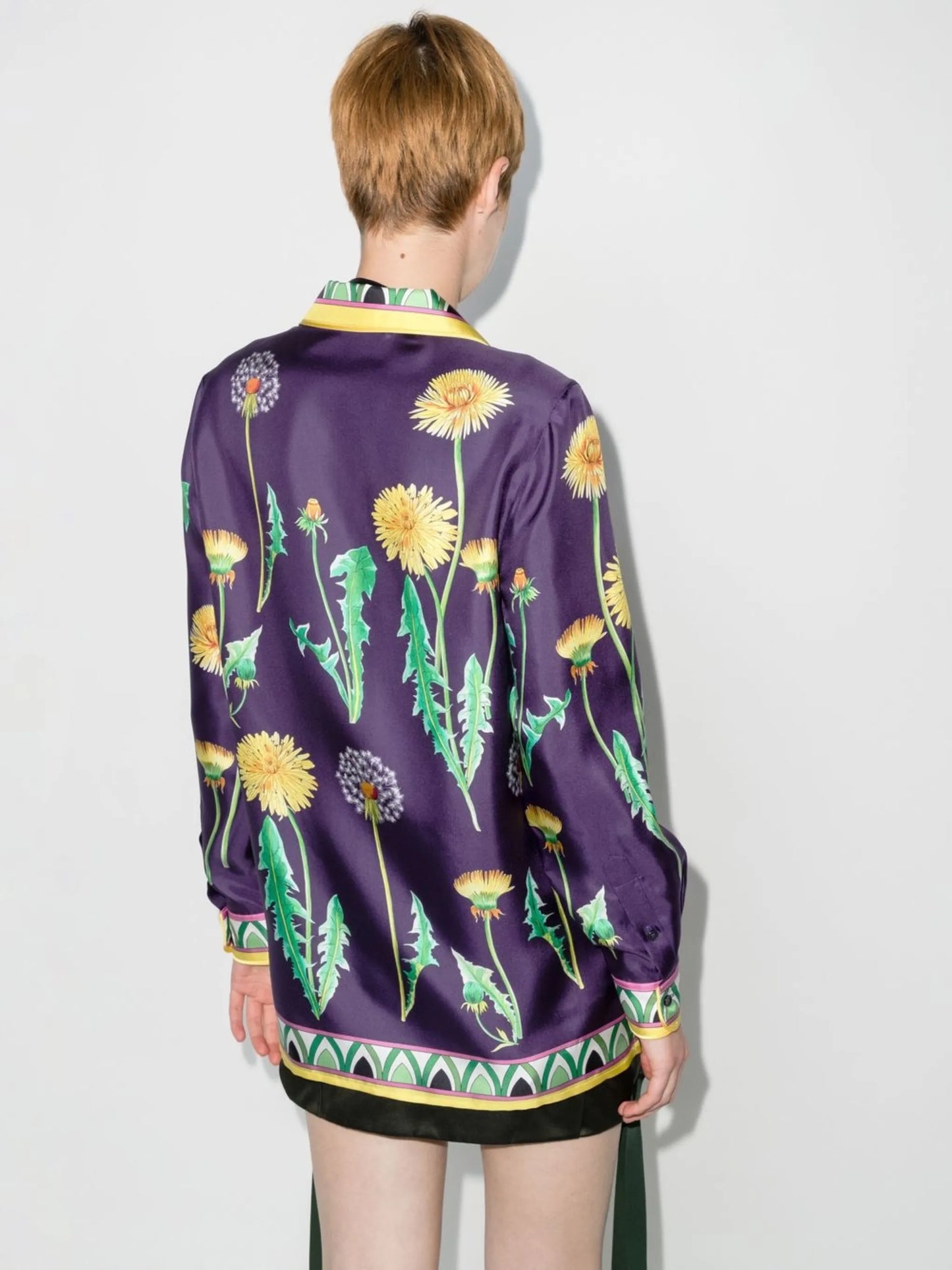 dandelion-print silk shirt