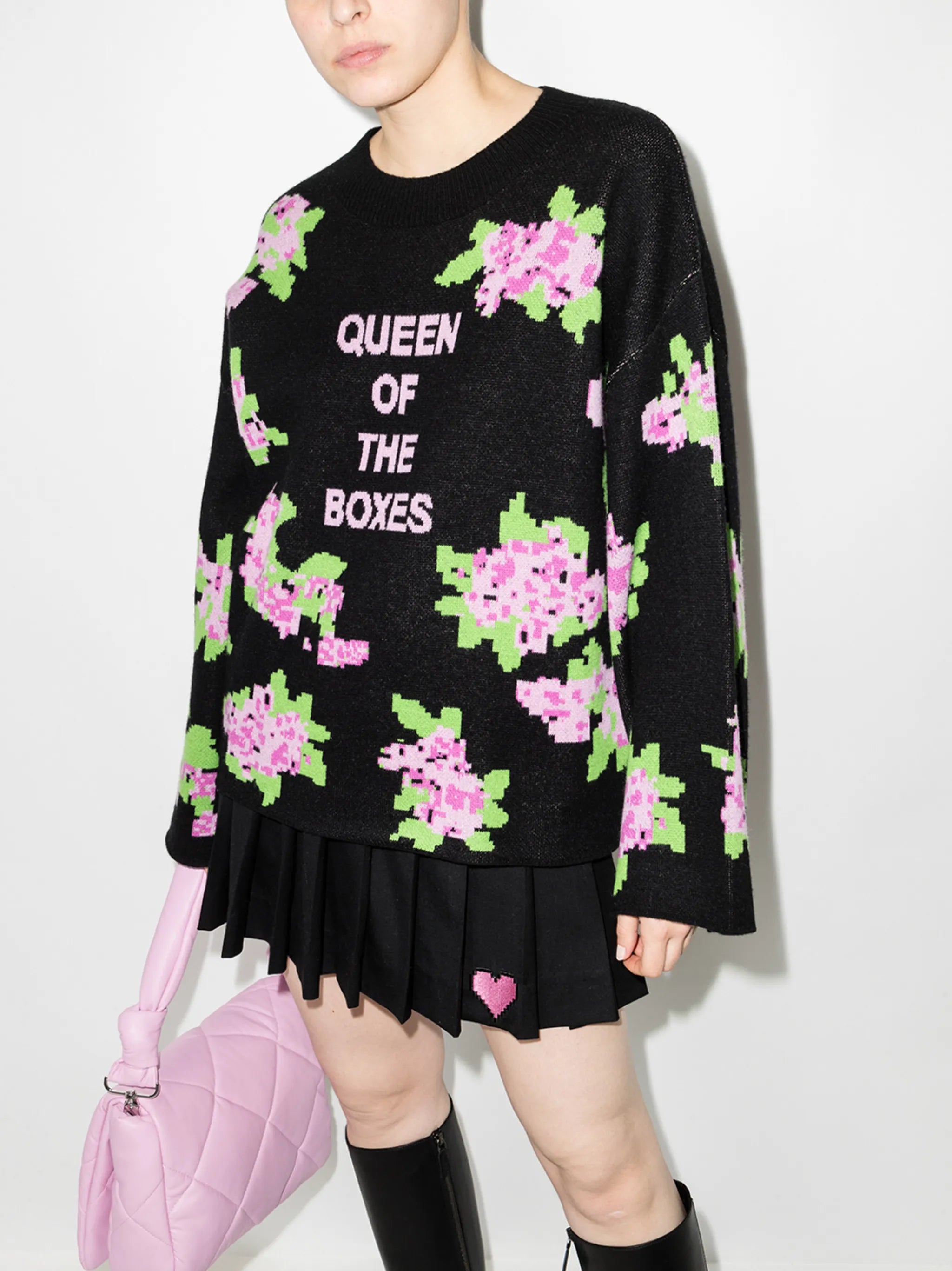 slogan-intarsia jumper