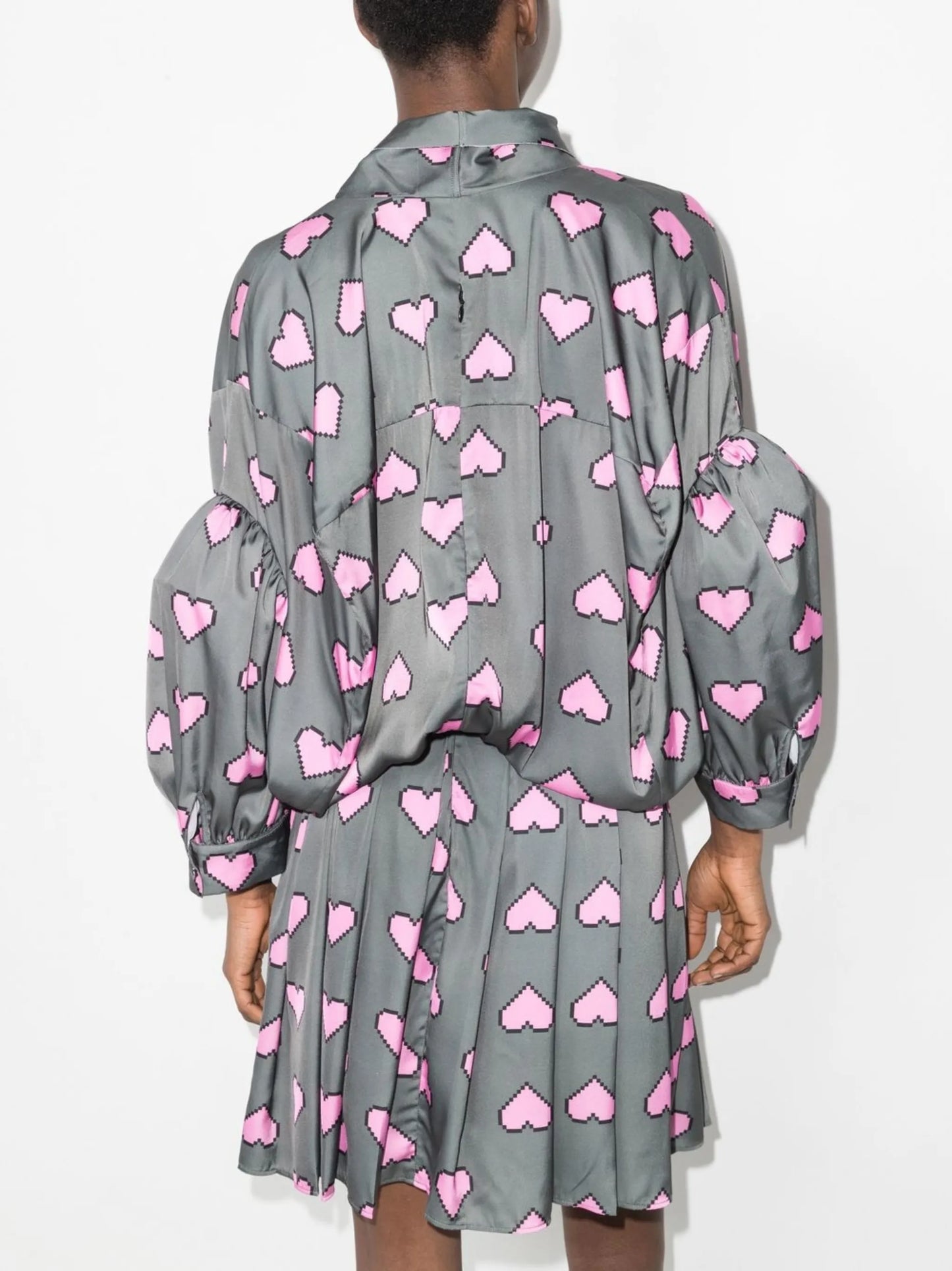 pixel hearts-print minidress
